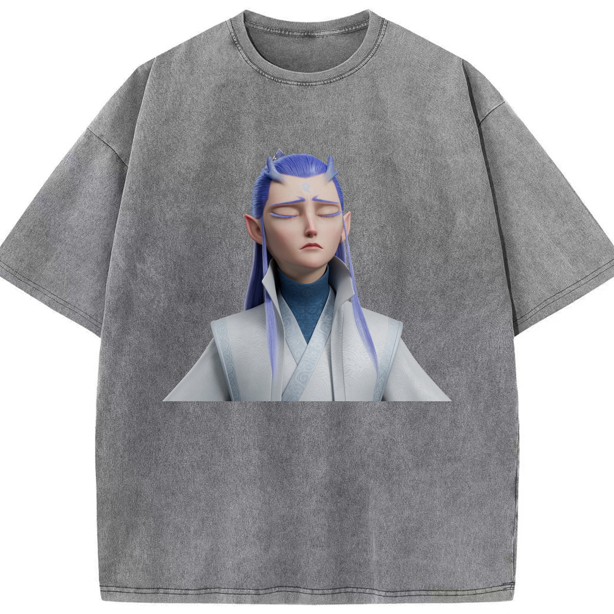 （画像用） Ne Zha 2 ナタ 魔童の大暴れ 綿100% ヴィンテージ風 半袖Tシャツ（フロントプリント）