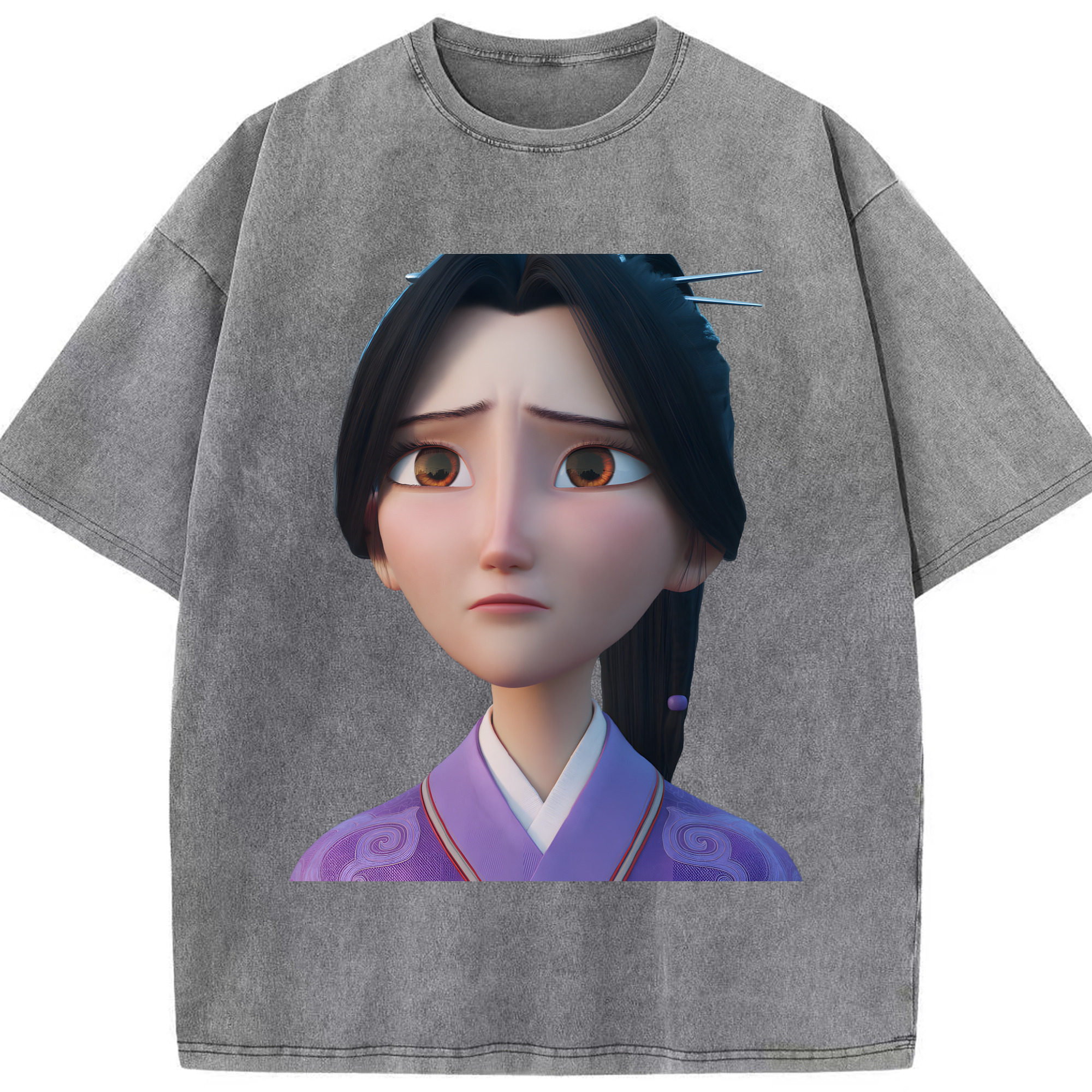 （画像用） Ne Zha 2 ナタ 魔童の大暴れ 綿100% ヴィンテージ風 半袖Tシャツ（フロントプリント）