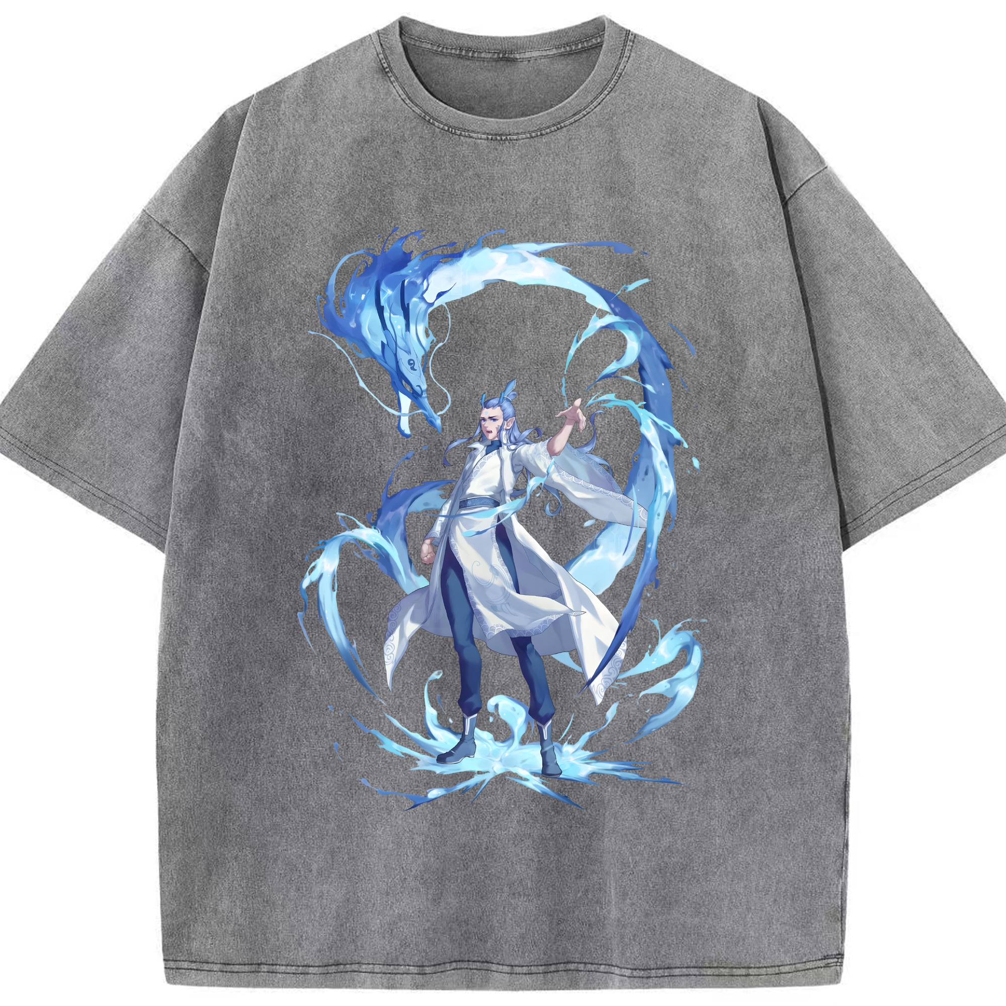 （画像用） Ne Zha 2 ナタ 魔童の大暴れ 綿100% ヴィンテージ風 半袖Tシャツ（フロントプリント）