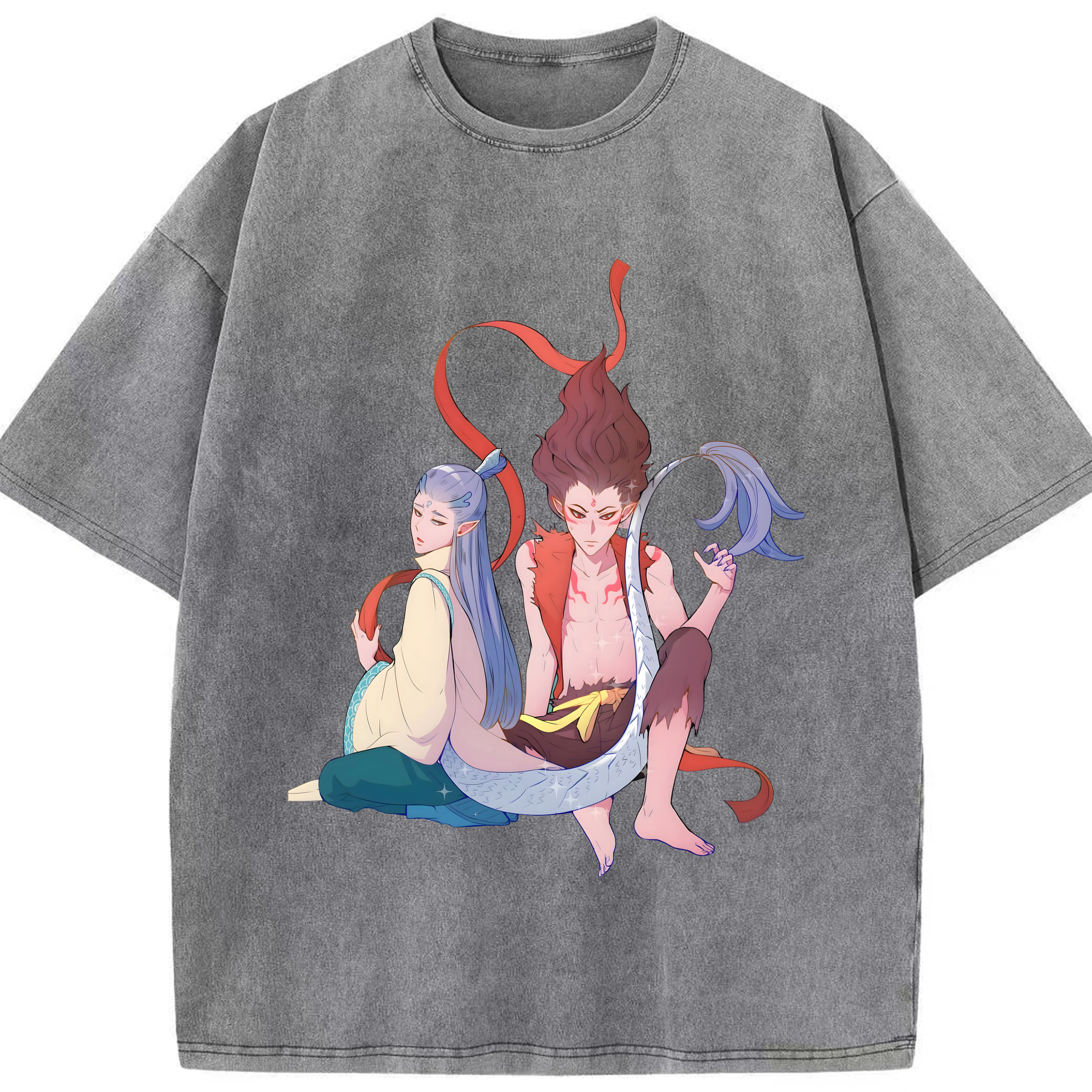 （画像用） Ne Zha 2 ナタ 魔童の大暴れ 綿100% ヴィンテージ風 半袖Tシャツ（フロントプリント）
