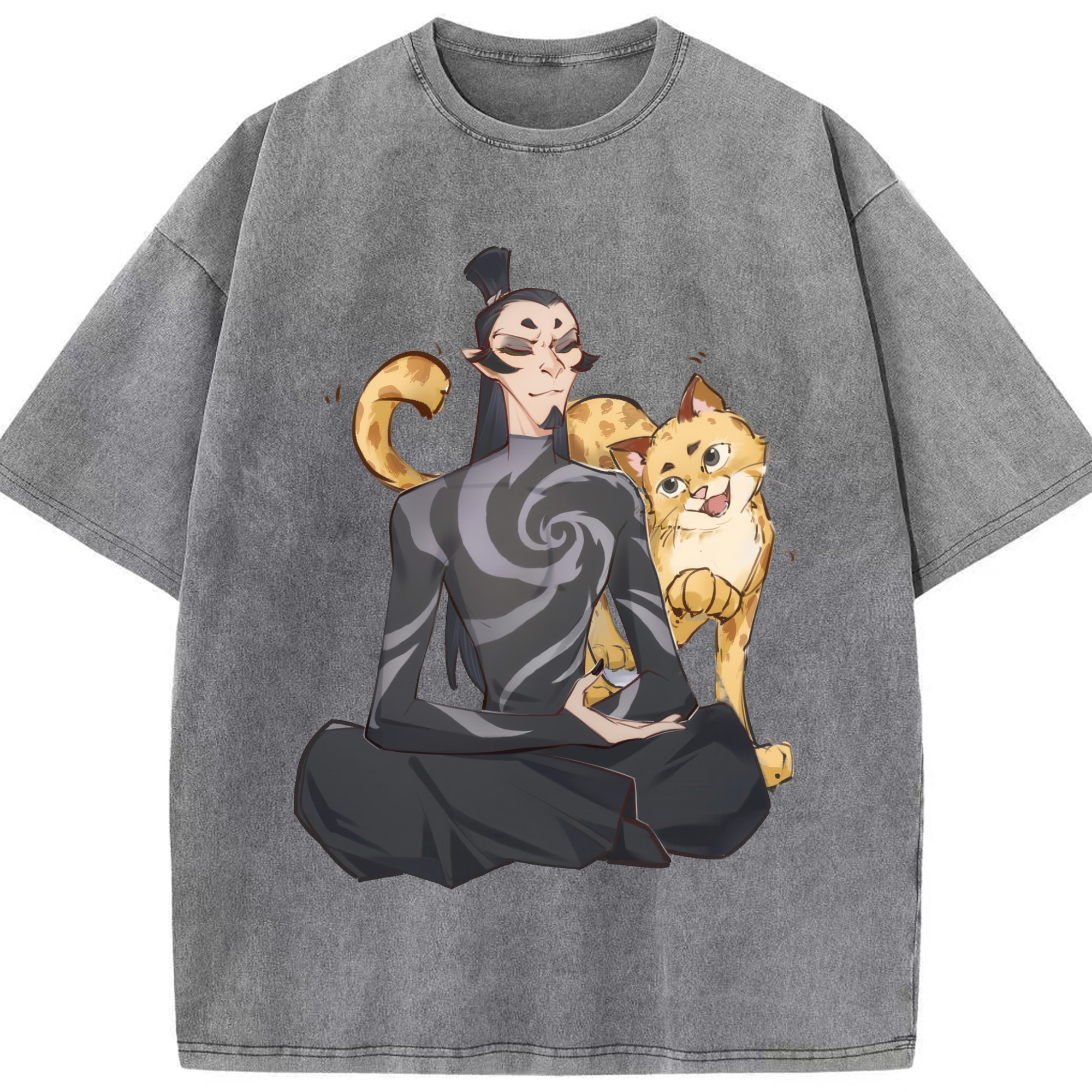 （画像用） Ne Zha 2 ナタ 魔童の大暴れ 綿100% ヴィンテージ風 半袖Tシャツ（フロントプリント）