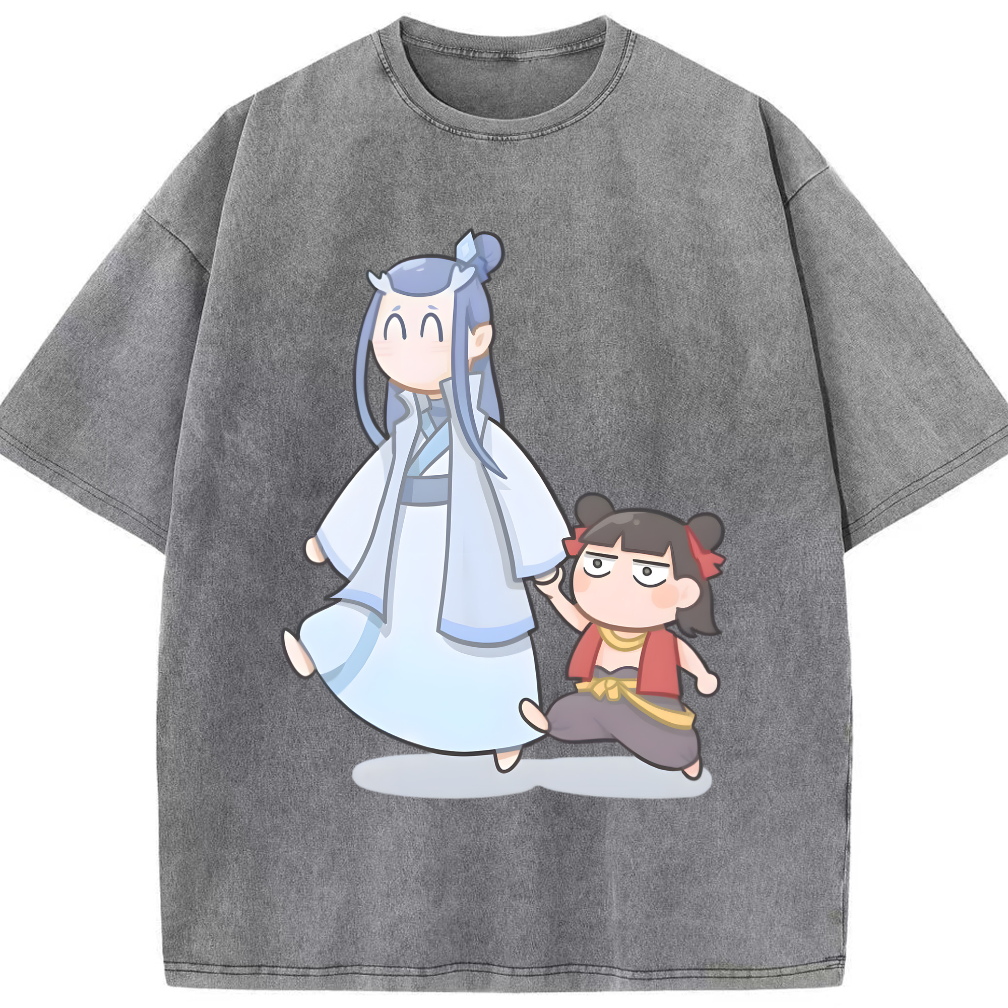 （画像用） Ne Zha 2 ナタ 魔童の大暴れ 綿100% ヴィンテージ風 半袖Tシャツ（フロントプリント）