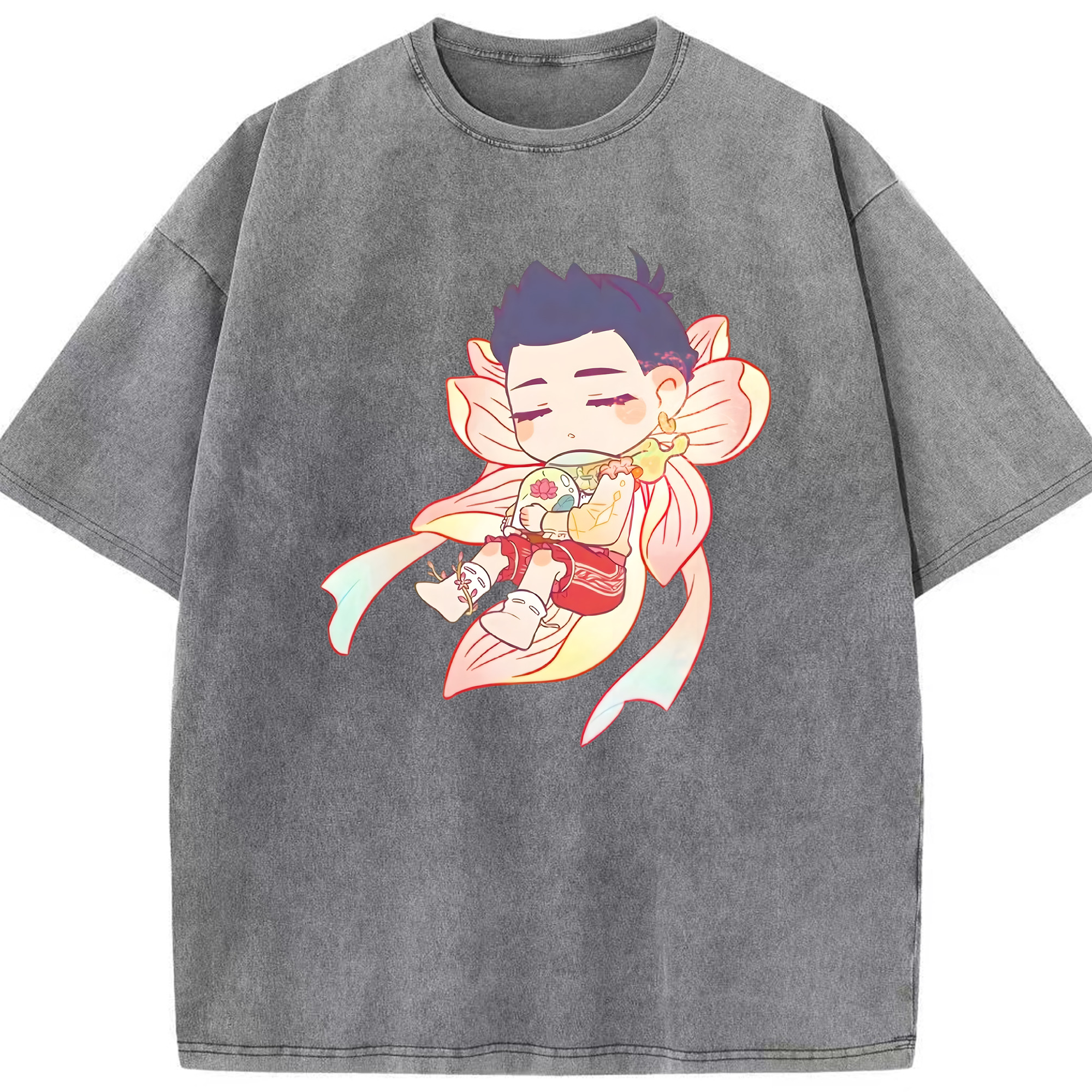 （画像用） Ne Zha 2 ナタ 魔童の大暴れ 綿100% ヴィンテージ風 半袖Tシャツ（フロントプリント）
