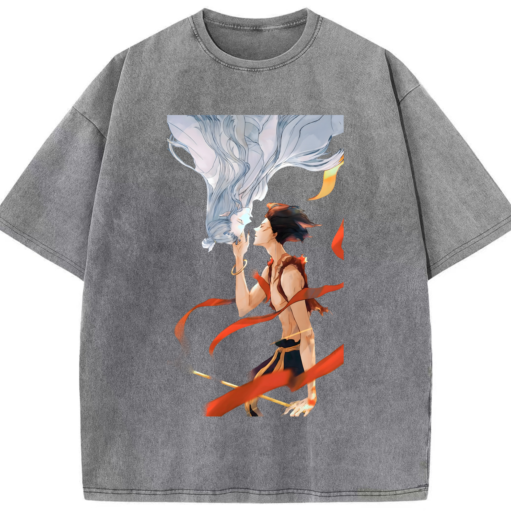（画像用） Ne Zha 2 ナタ 魔童の大暴れ 綿100% ヴィンテージ風 半袖Tシャツ（フロントプリント）