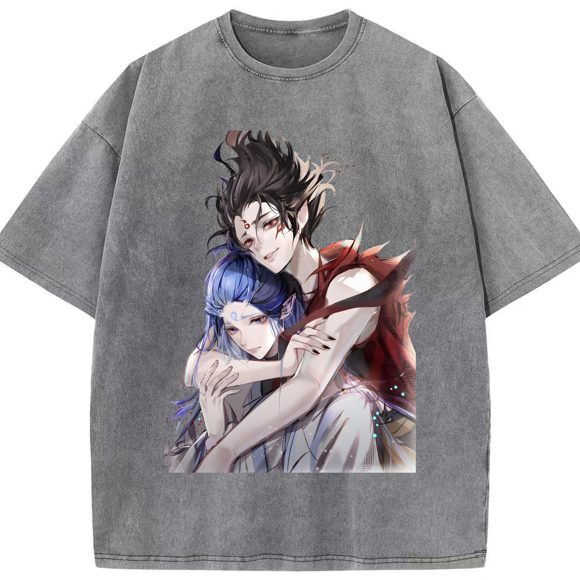 （画像用） Ne Zha 2 ナタ 魔童の大暴れ 綿100% ヴィンテージ風 半袖Tシャツ（フロントプリント）