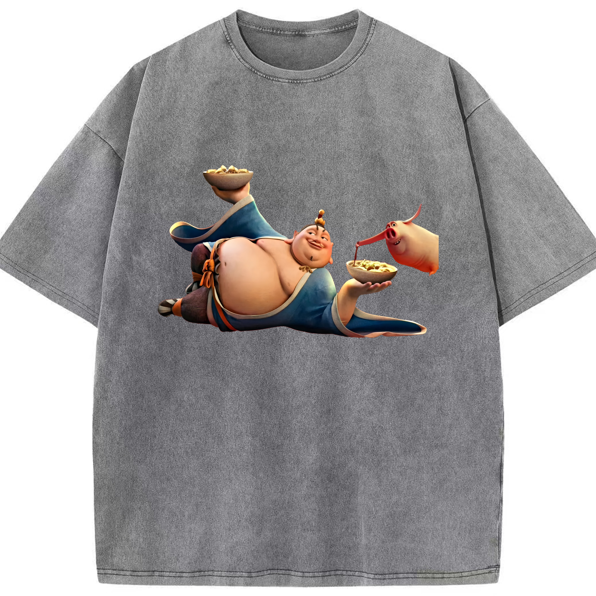 （画像用） Ne Zha 2 ナタ 魔童の大暴れ 綿100% ヴィンテージ風 半袖Tシャツ（フロントプリント）