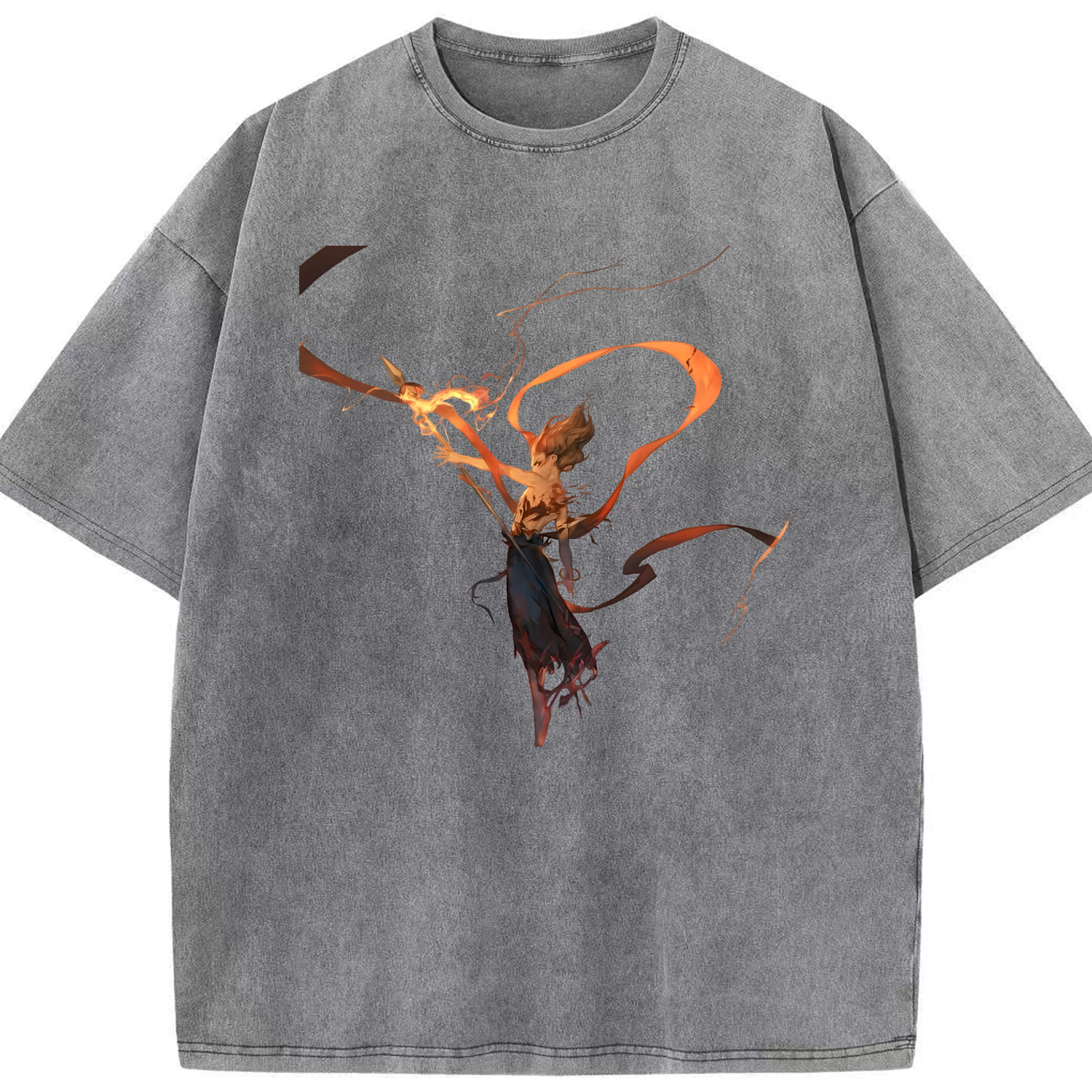 （画像用） Ne Zha 2 ナタ 魔童の大暴れ 綿100% ヴィンテージ風 半袖Tシャツ（フロントプリント）