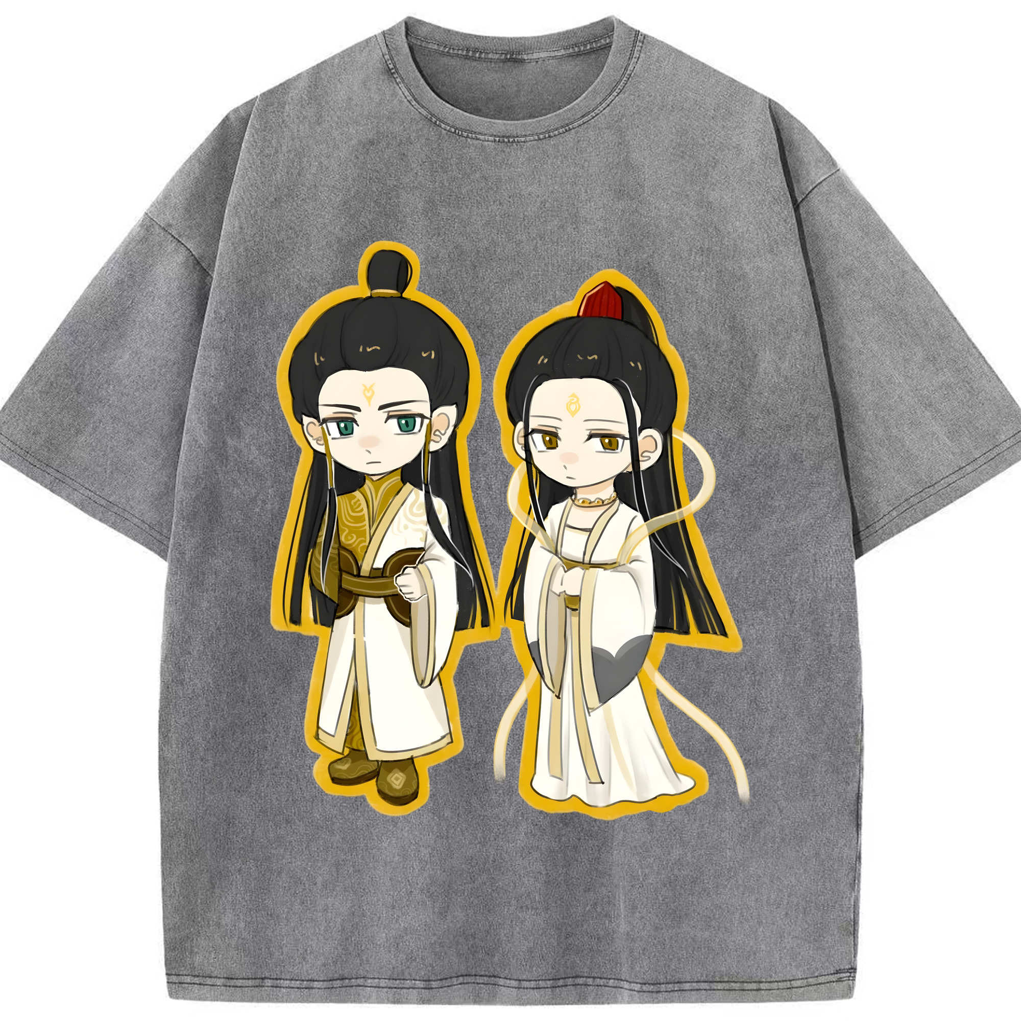 （画像用） Ne Zha 2 ナタ 魔童の大暴れ 綿100% ヴィンテージ風 半袖Tシャツ（フロントプリント）