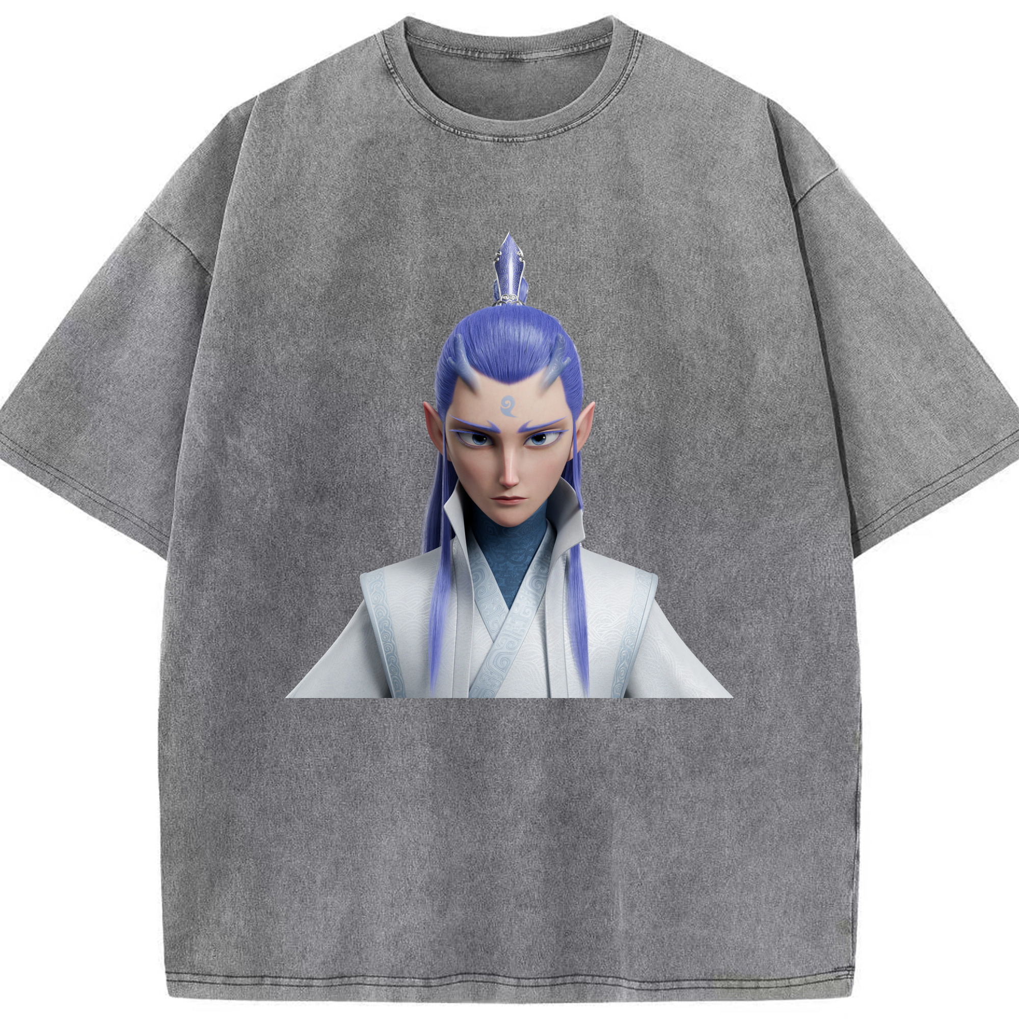 （画像用） Ne Zha 2 ナタ 魔童の大暴れ 綿100% ヴィンテージ風 半袖Tシャツ（フロントプリント）