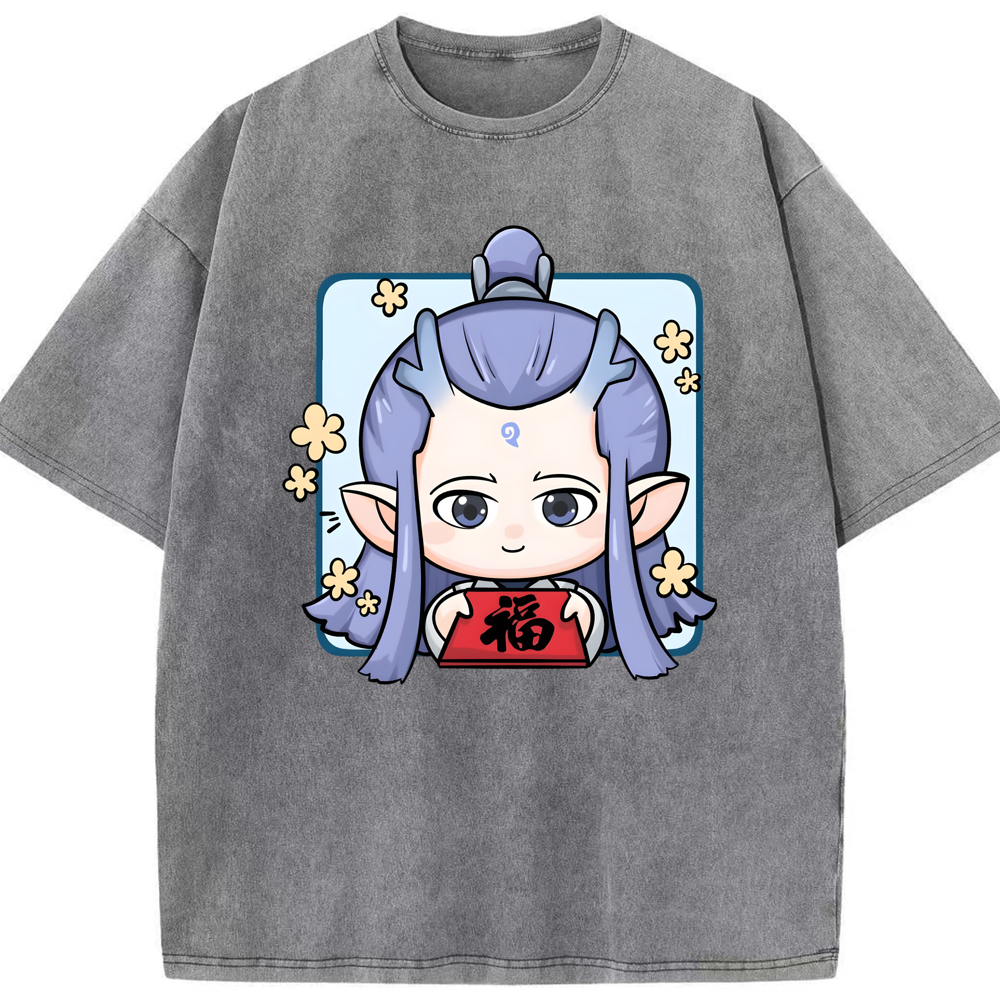 （画像用） Ne Zha 2 ナタ 魔童の大暴れ 綿100% ヴィンテージ風 半袖Tシャツ（フロントプリント）