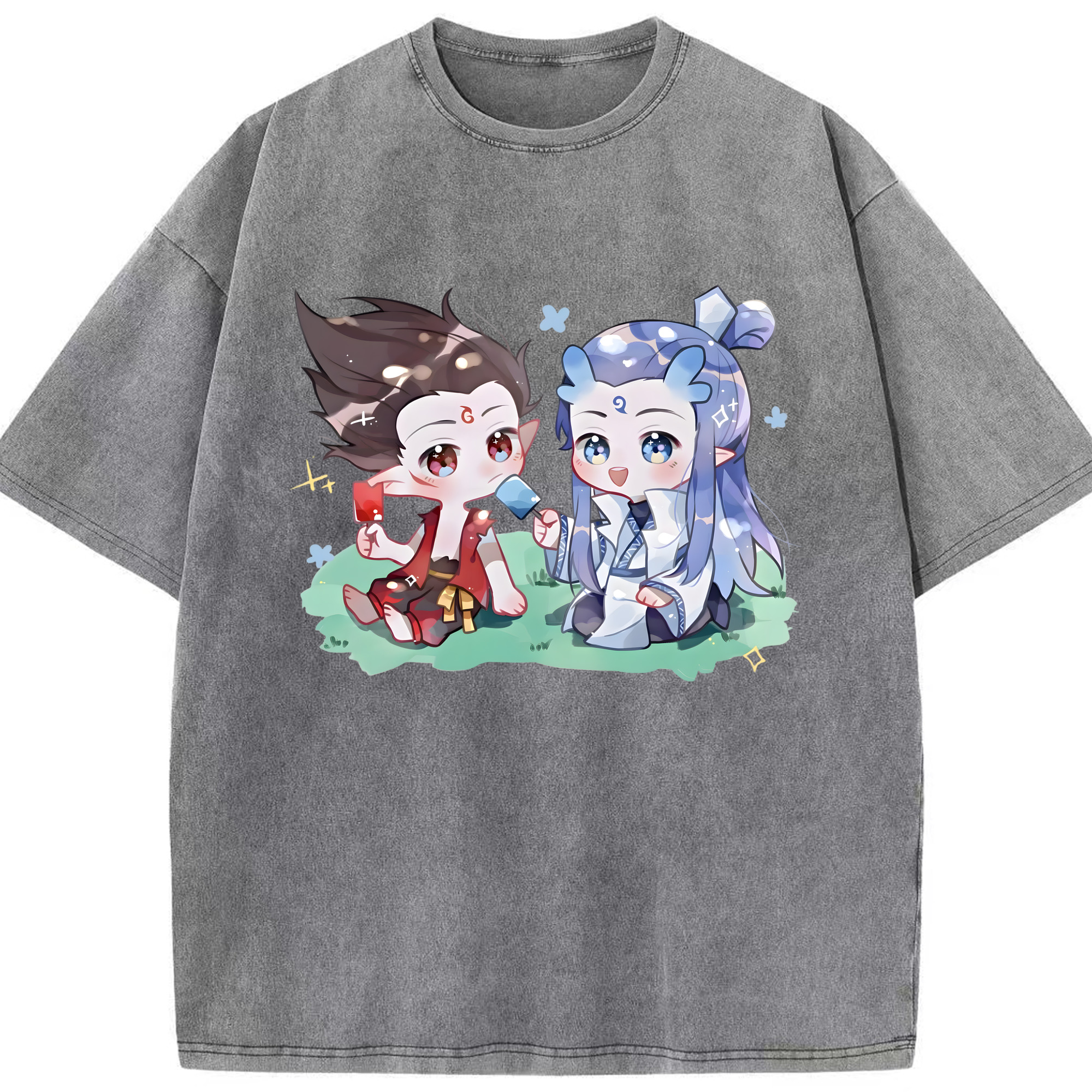 （画像用） Ne Zha 2 ナタ 魔童の大暴れ 綿100% ヴィンテージ風 半袖Tシャツ（フロントプリント）