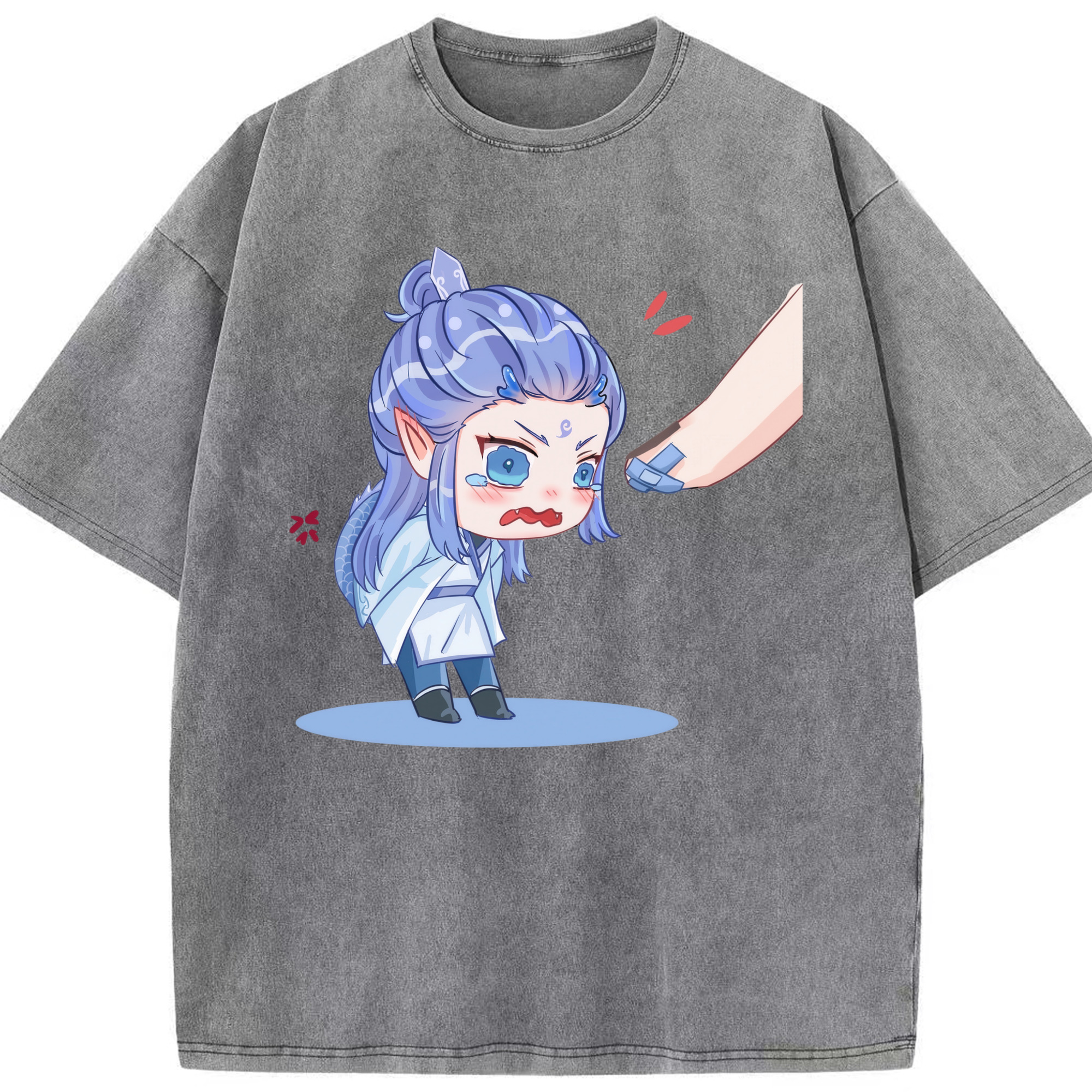 （画像用） Ne Zha 2 ナタ 魔童の大暴れ 綿100% ヴィンテージ風 半袖Tシャツ（フロントプリント）