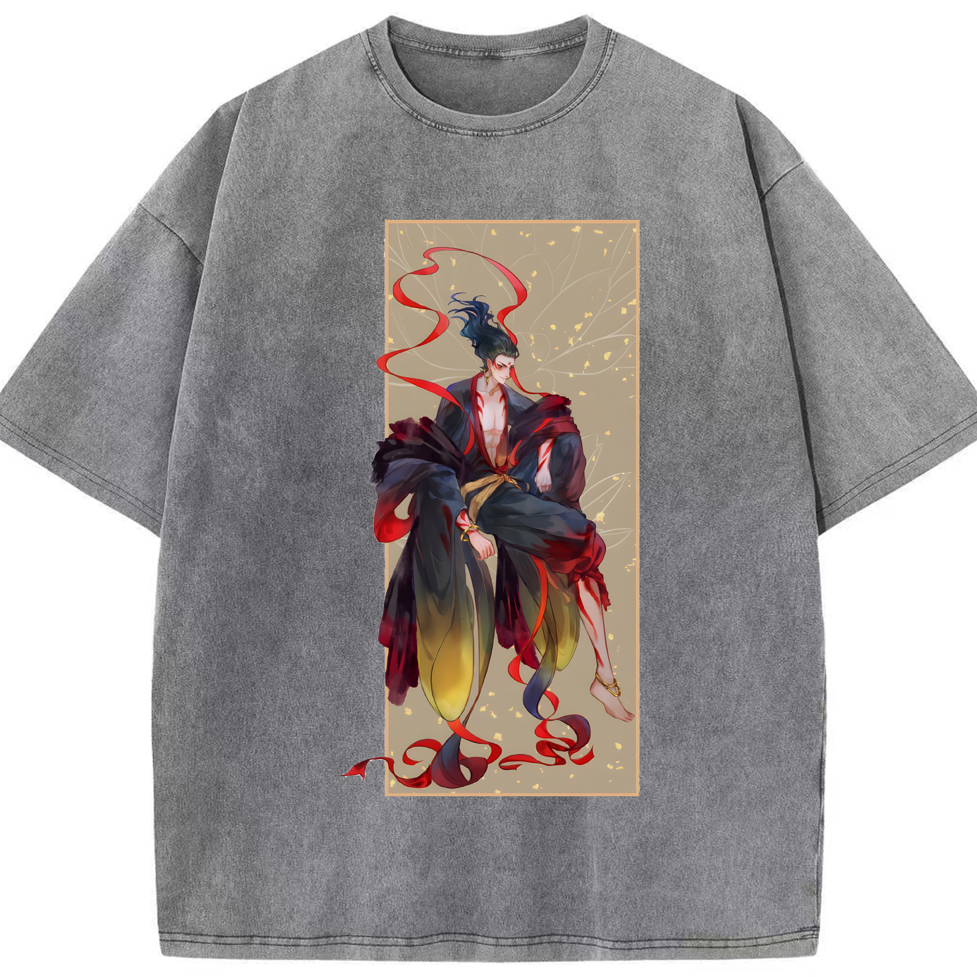（画像用） Ne Zha 2 ナタ 魔童の大暴れ 綿100% ヴィンテージ風 半袖Tシャツ（フロントプリント）