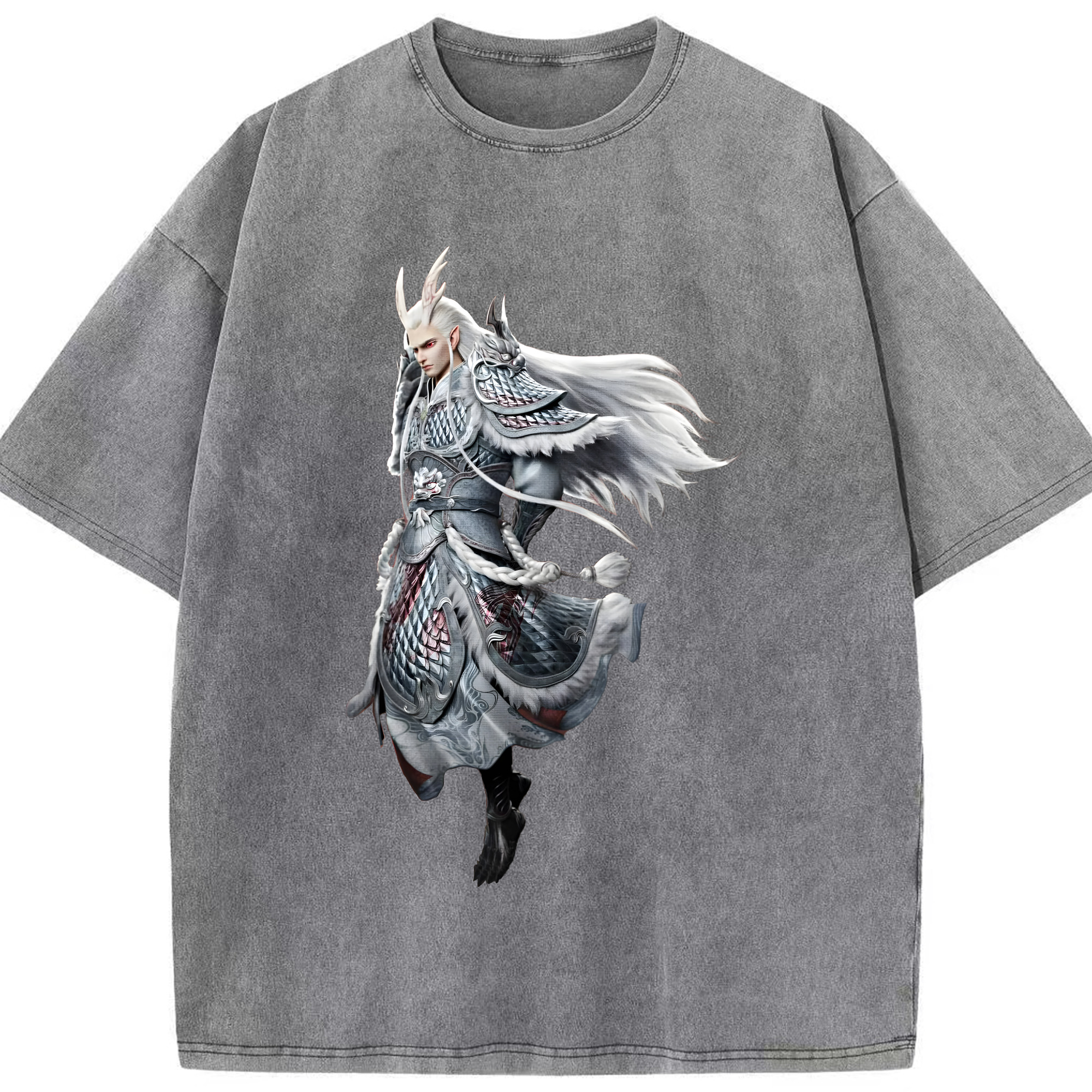 （画像用） Ne Zha 2 ナタ 魔童の大暴れ 綿100% ヴィンテージ風 半袖Tシャツ（フロントプリント）