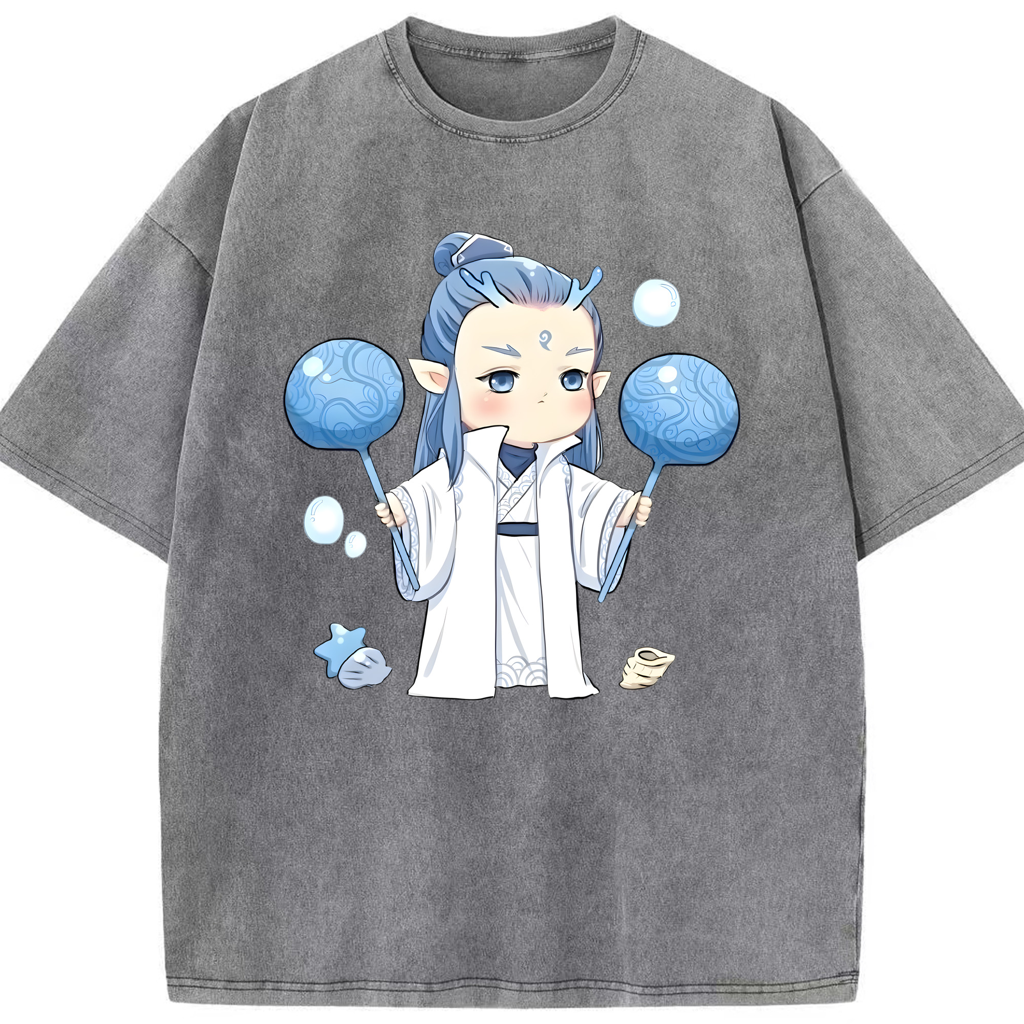 （画像用） Ne Zha 2 ナタ 魔童の大暴れ 綿100% ヴィンテージ風 半袖Tシャツ（フロントプリント）