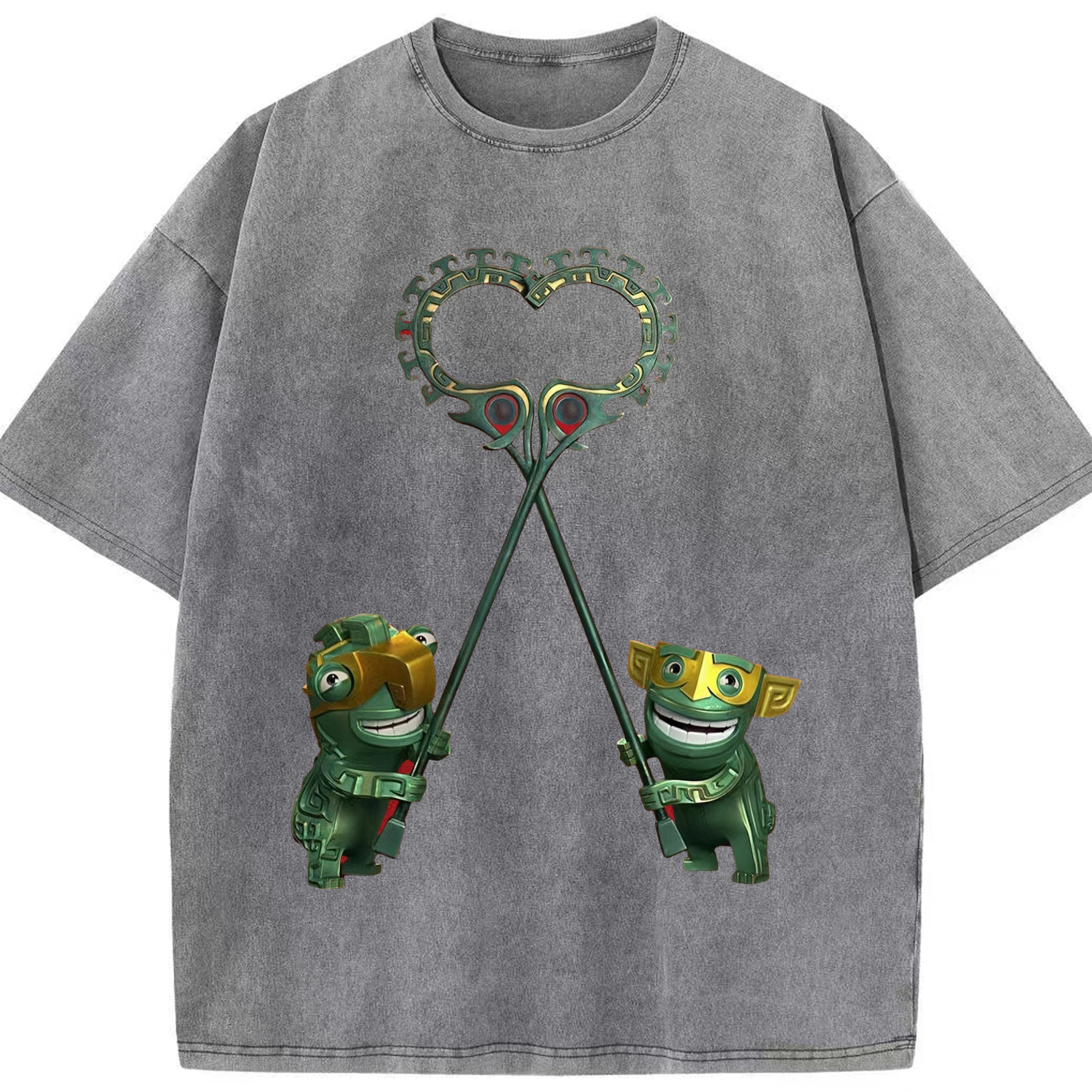 （画像用） Ne Zha 2 ナタ 魔童の大暴れ 綿100% ヴィンテージ風 半袖Tシャツ（フロントプリント）
