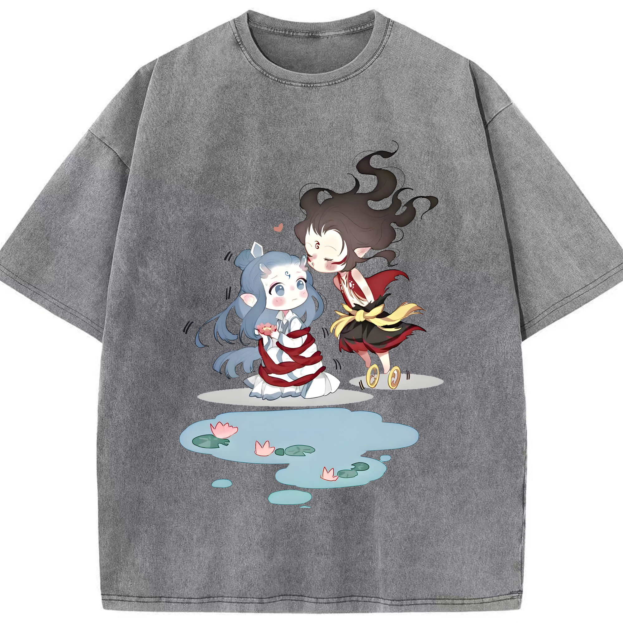 （画像用） Ne Zha 2 ナタ 魔童の大暴れ 綿100% ヴィンテージ風 半袖Tシャツ（フロントプリント）