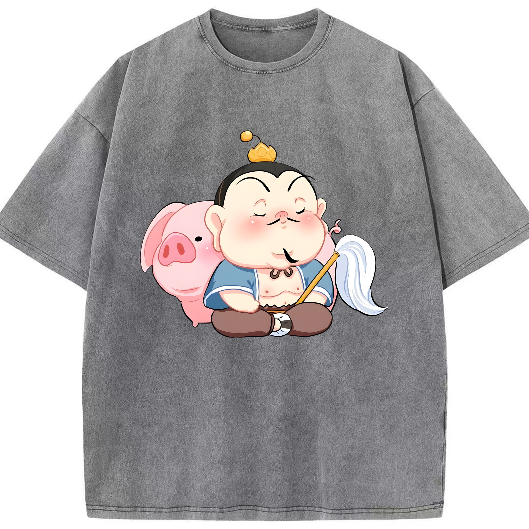 （画像用） Ne Zha 2 ナタ 魔童の大暴れ 綿100% ヴィンテージ風 半袖Tシャツ（フロントプリント）