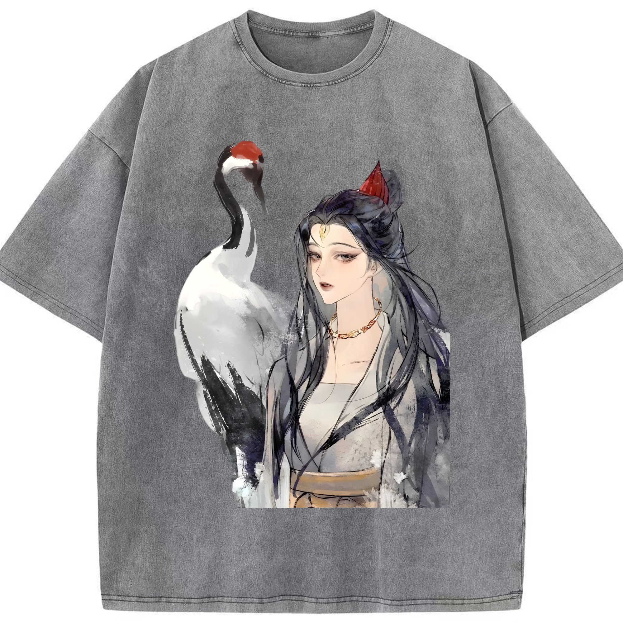（画像用） Ne Zha 2 ナタ 魔童の大暴れ 綿100% ヴィンテージ風 半袖Tシャツ（フロントプリント）