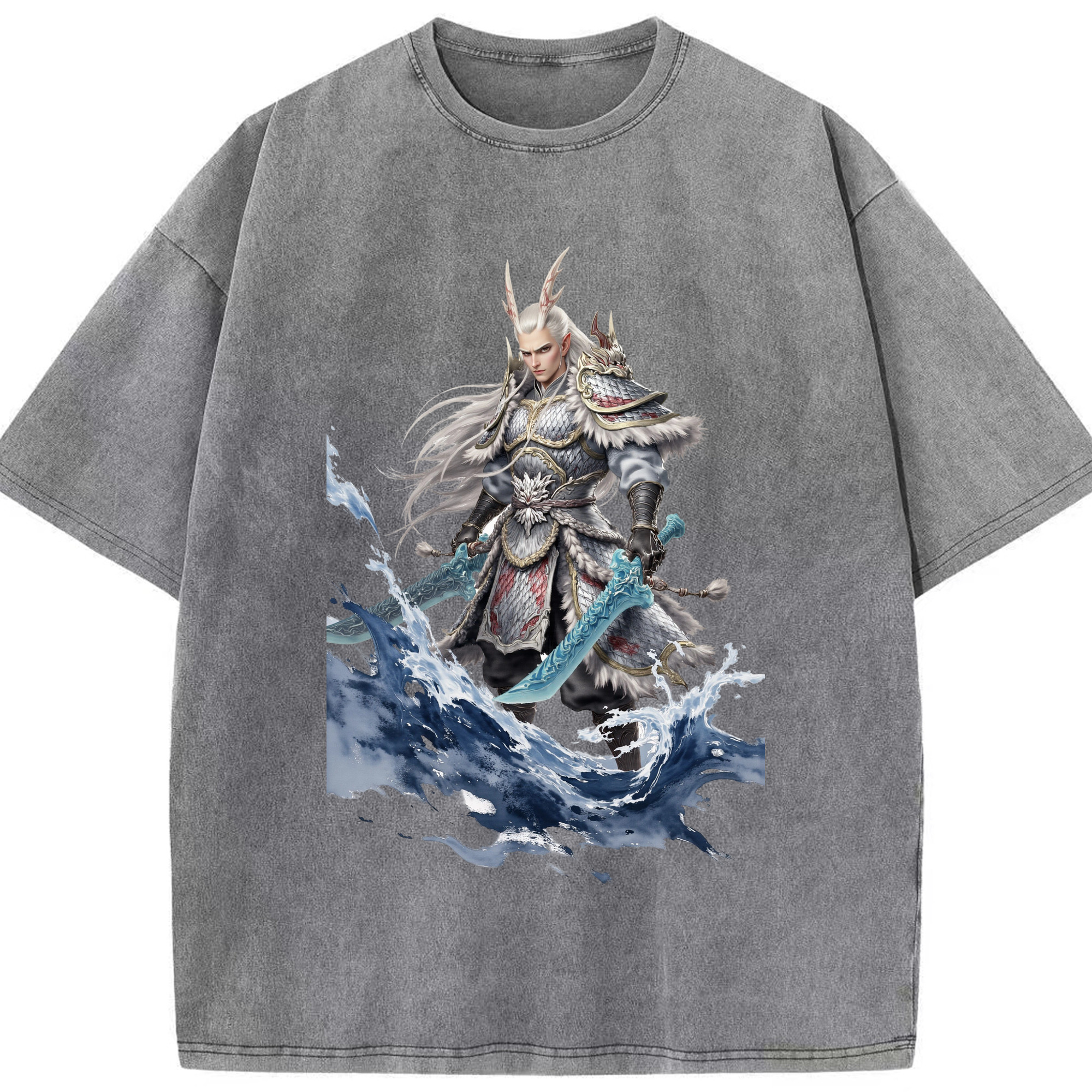 （画像用） Ne Zha 2 ナタ 魔童の大暴れ 綿100% ヴィンテージ風 半袖Tシャツ（フロントプリント）