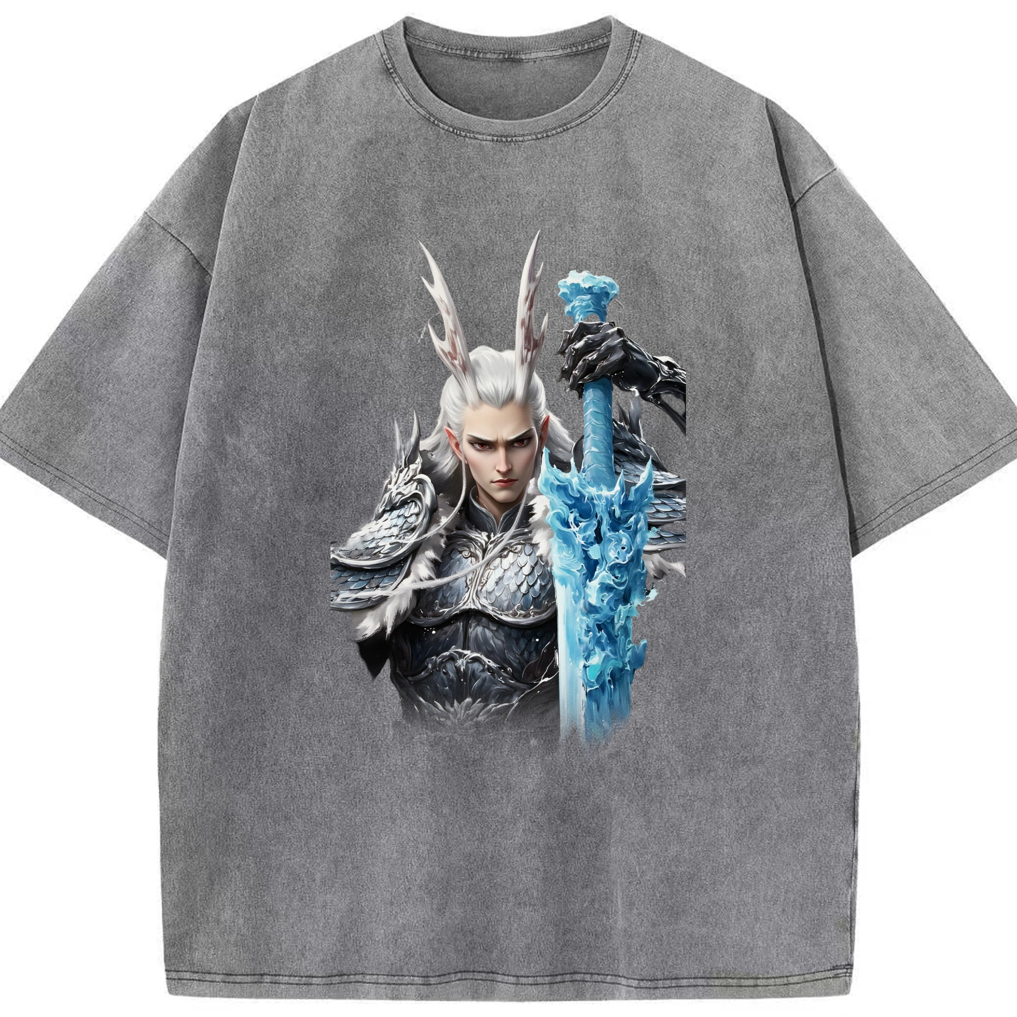 （画像用） Ne Zha 2 ナタ 魔童の大暴れ 綿100% ヴィンテージ風 半袖Tシャツ（フロントプリント）
