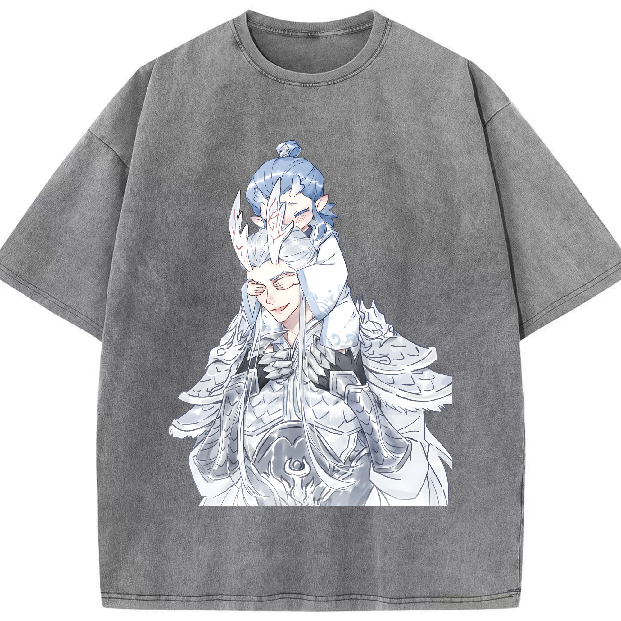 （画像用） Ne Zha 2 ナタ 魔童の大暴れ 綿100% ヴィンテージ風 半袖Tシャツ（フロントプリント）