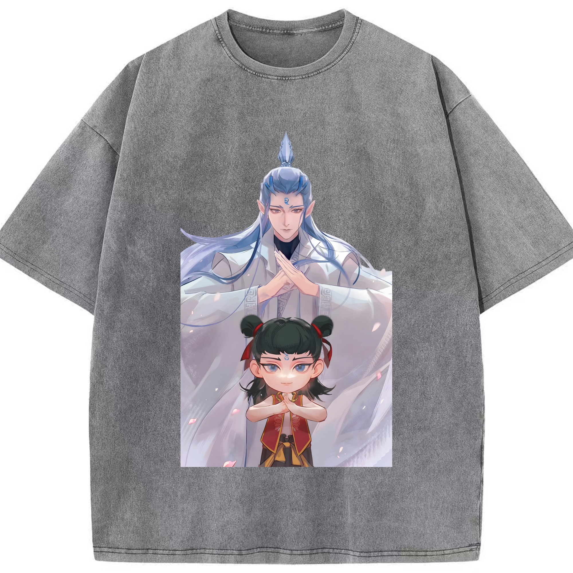 （画像用） Ne Zha 2 ナタ 魔童の大暴れ 綿100% ヴィンテージ風 半袖Tシャツ（フロントプリント）