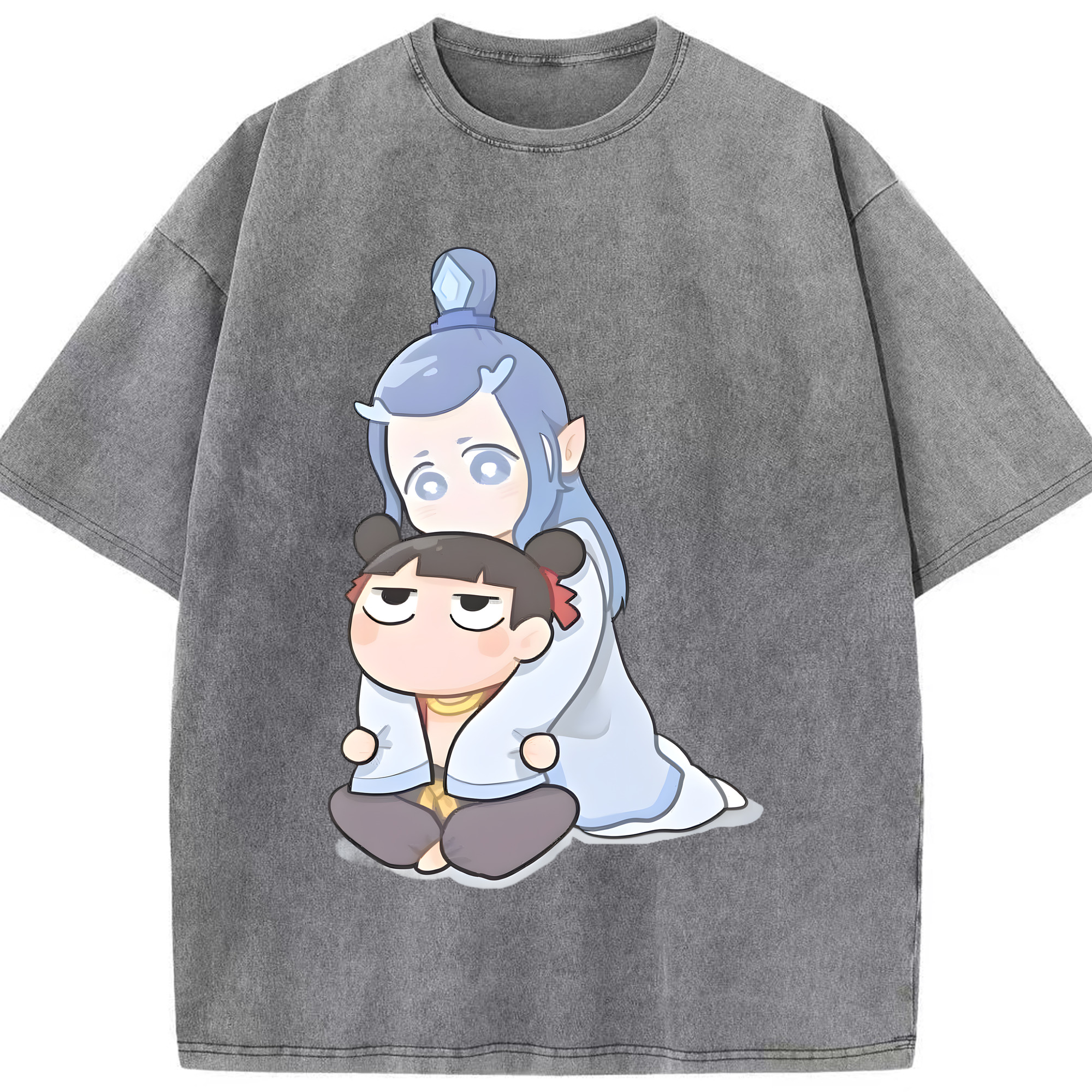 （画像用） Ne Zha 2 ナタ 魔童の大暴れ 綿100% ヴィンテージ風 半袖Tシャツ（フロントプリント）