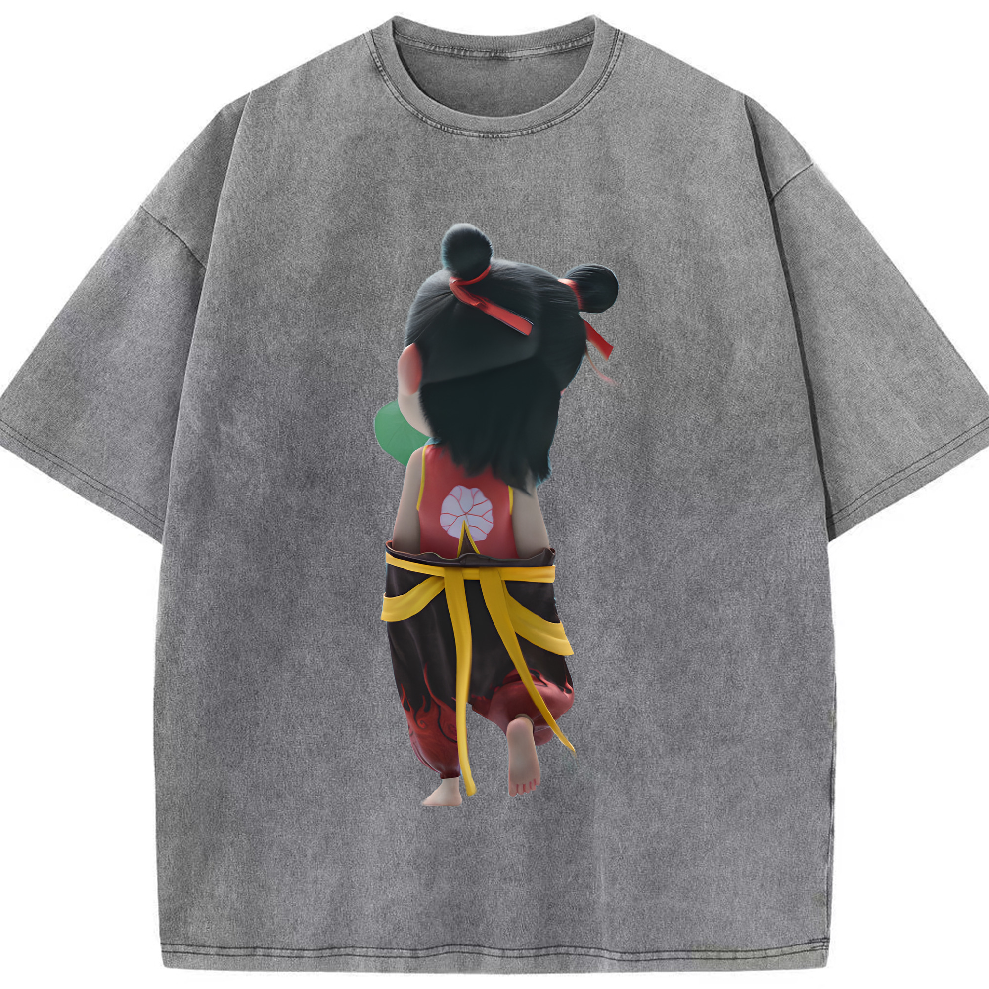 （画像用） Ne Zha 2 ナタ 魔童の大暴れ 綿100% ヴィンテージ風 半袖Tシャツ（フロントプリント）