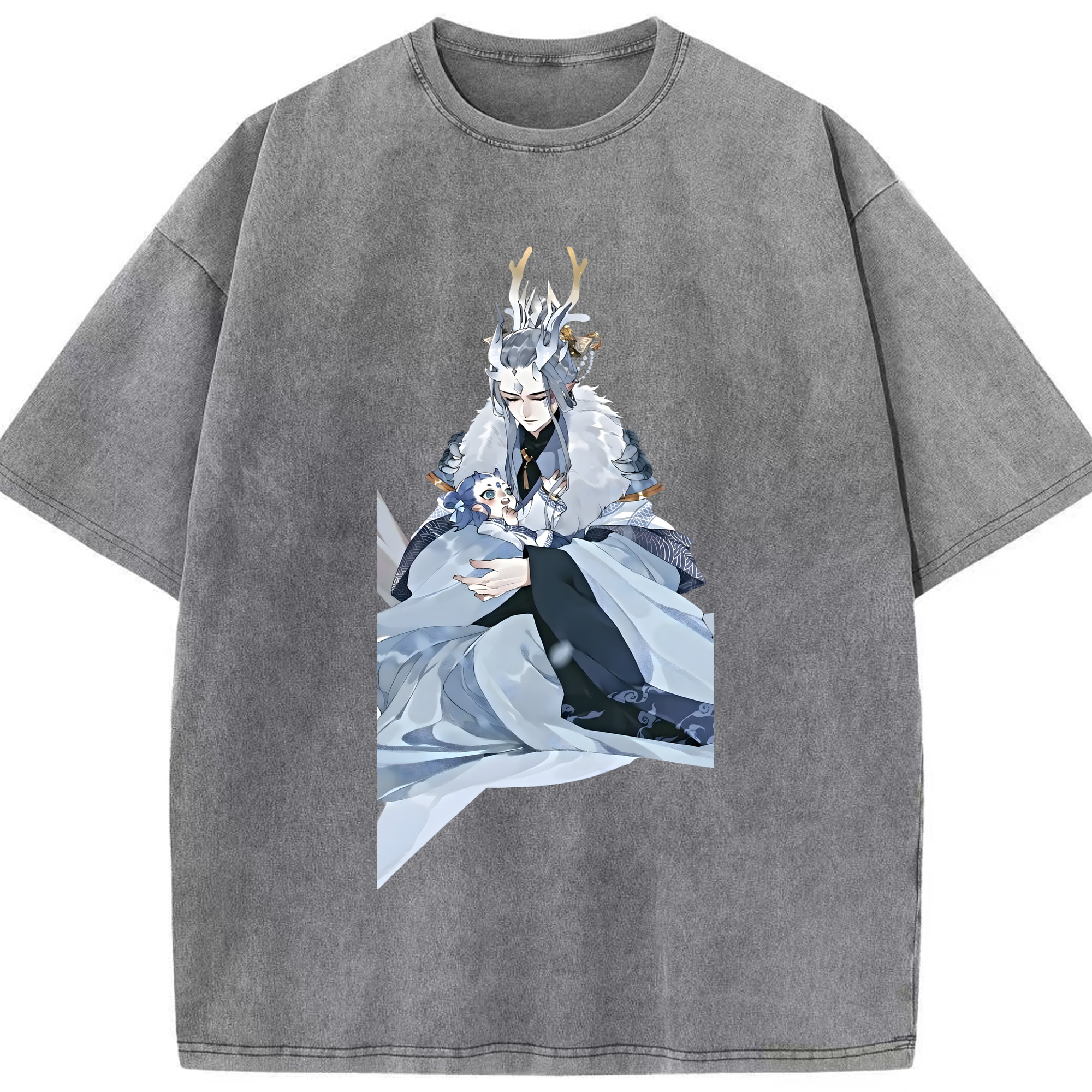（画像用） Ne Zha 2 ナタ 魔童の大暴れ 綿100% ヴィンテージ風 半袖Tシャツ（フロントプリント）