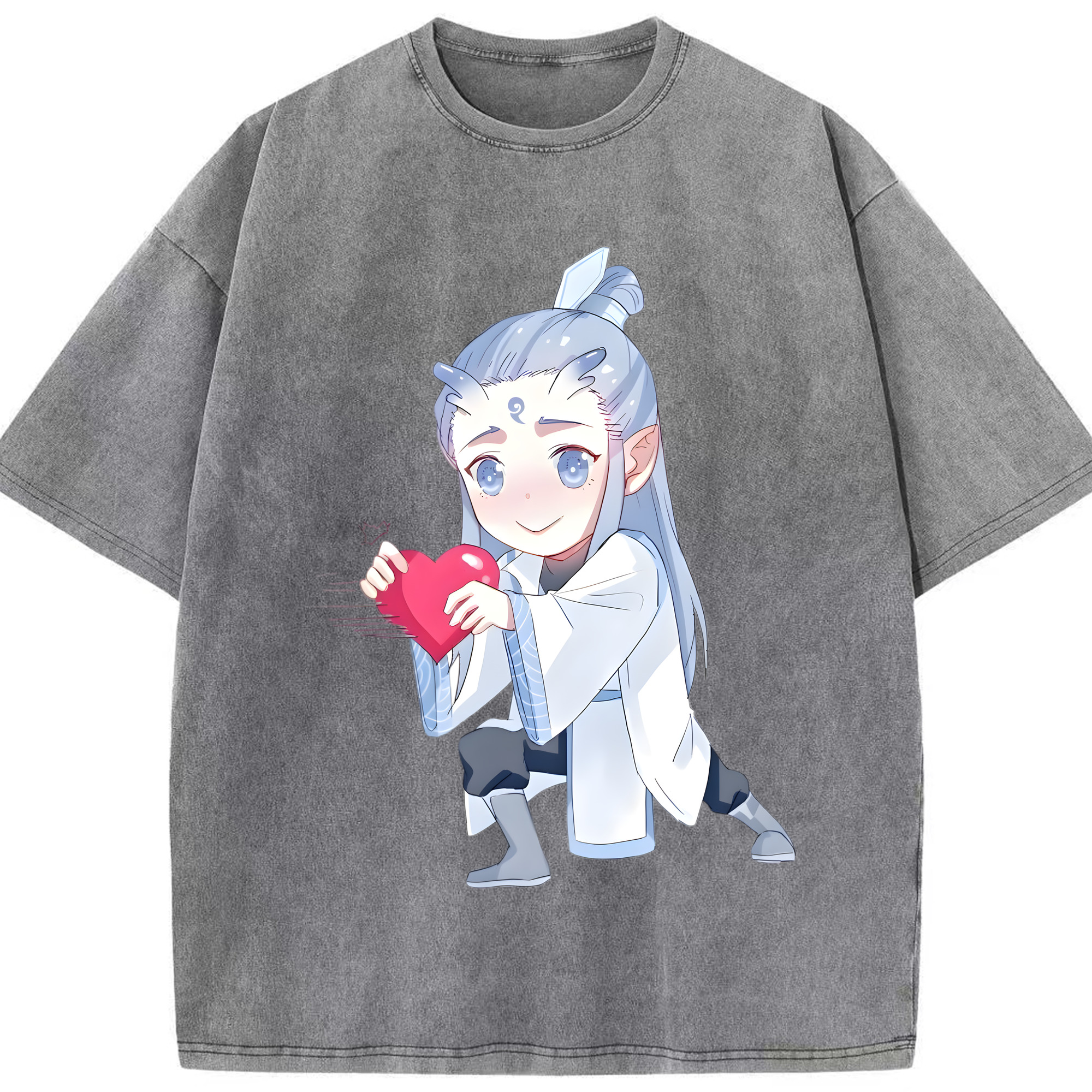 （画像用） Ne Zha 2 ナタ 魔童の大暴れ 綿100% ヴィンテージ風 半袖Tシャツ（フロントプリント）