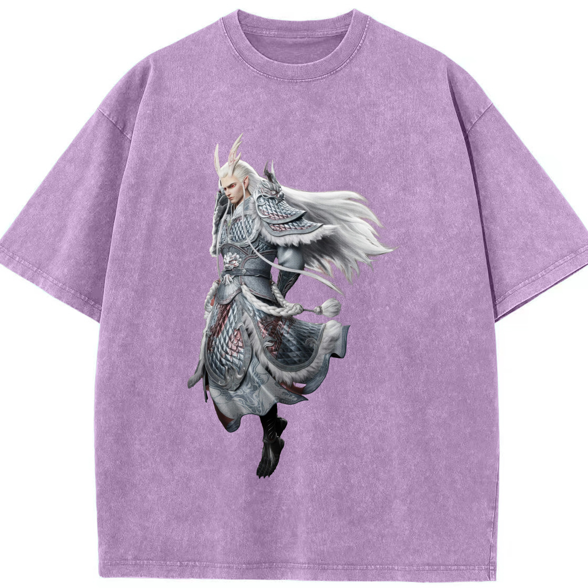 （画像用） Ne Zha 2 ナタ 魔童の大暴れ 綿100% ヴィンテージ風 半袖Tシャツ（フロントプリント）