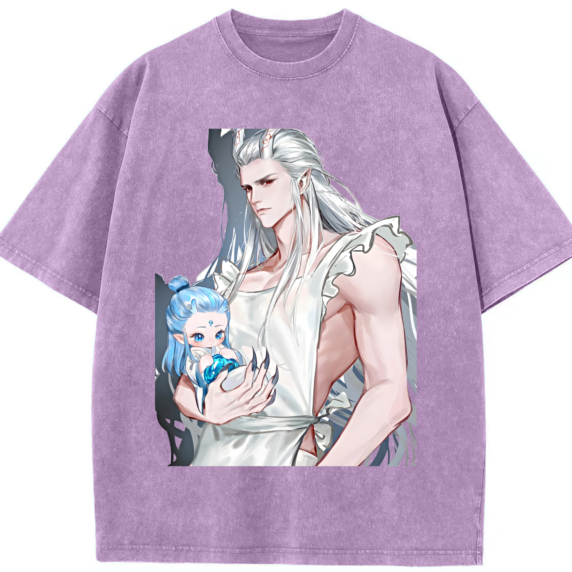 （画像用） Ne Zha 2 ナタ 魔童の大暴れ 綿100% ヴィンテージ風 半袖Tシャツ（フロントプリント）