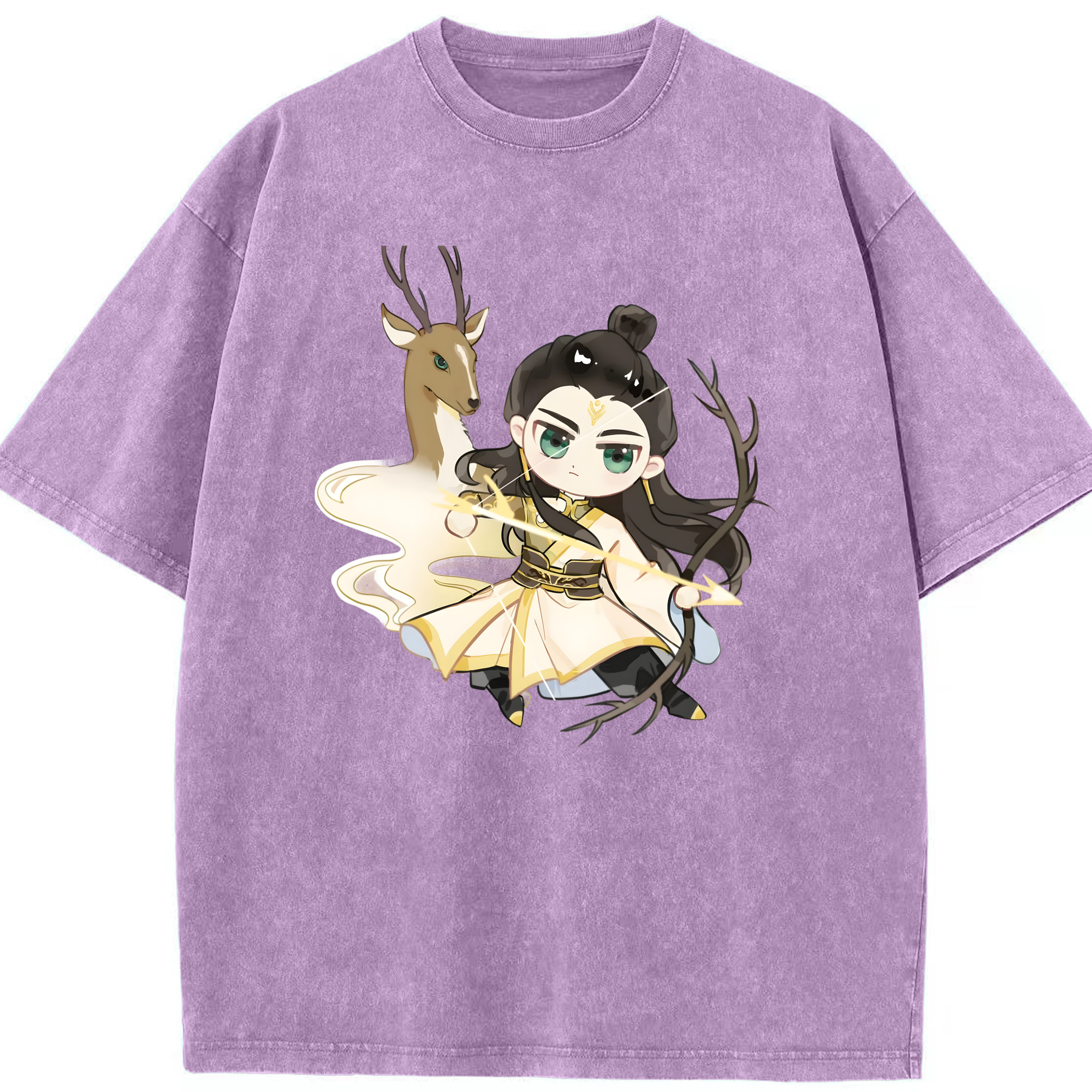 （画像用） Ne Zha 2 ナタ 魔童の大暴れ 綿100% ヴィンテージ風 半袖Tシャツ（フロントプリント）