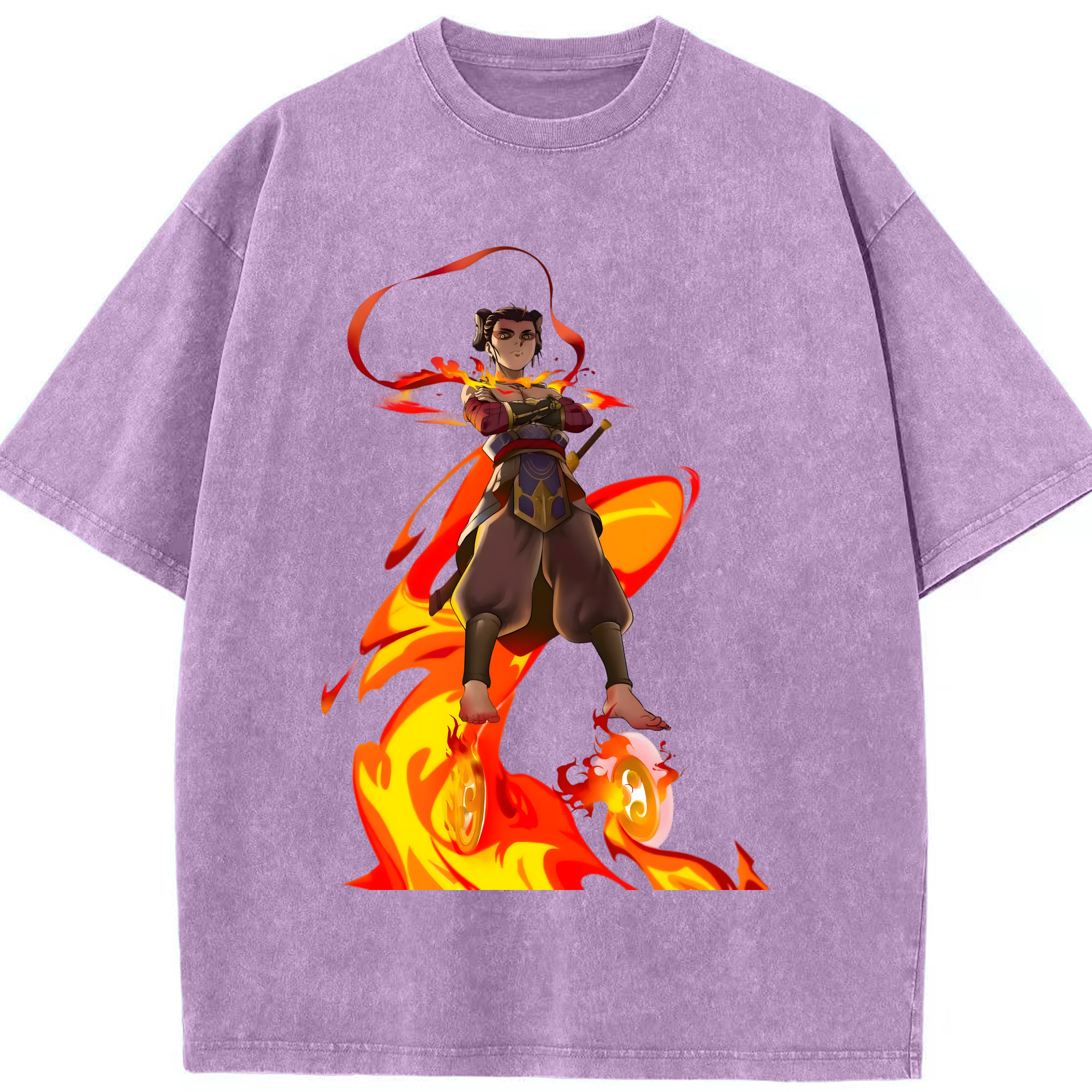 （画像用） Ne Zha 2 ナタ 魔童の大暴れ 綿100% ヴィンテージ風 半袖Tシャツ（フロントプリント）