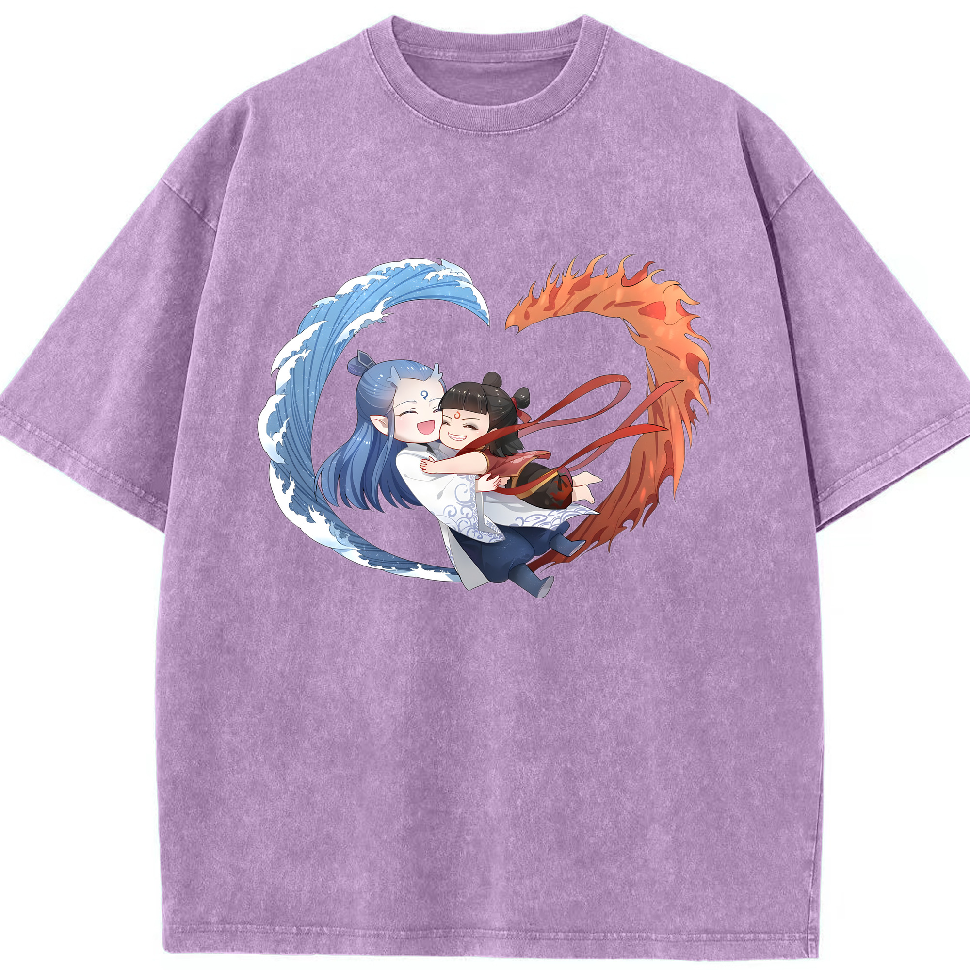 （画像用） Ne Zha 2 ナタ 魔童の大暴れ 綿100% ヴィンテージ風 半袖Tシャツ（フロントプリント）