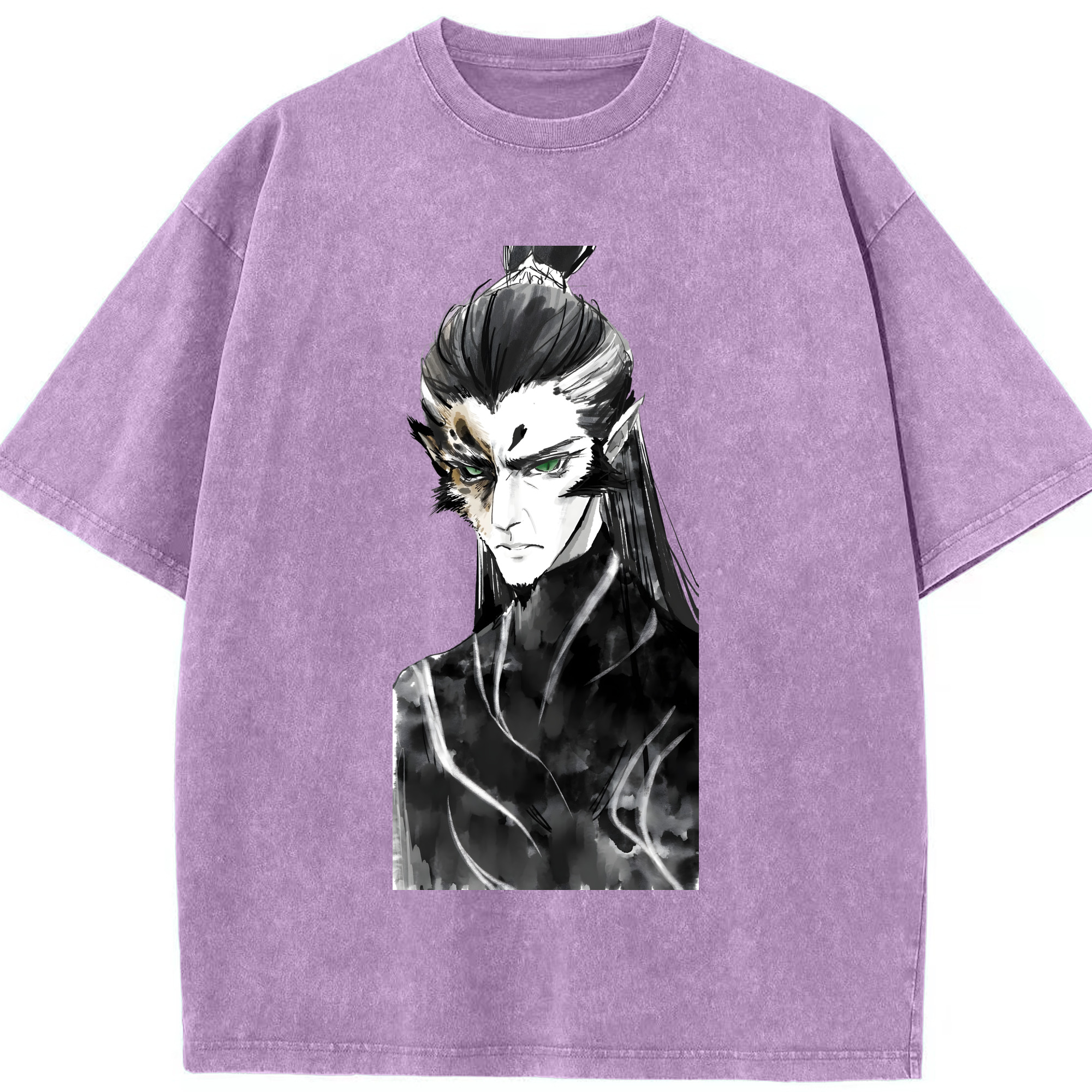 （画像用） Ne Zha 2 ナタ 魔童の大暴れ 綿100% ヴィンテージ風 半袖Tシャツ（フロントプリント）