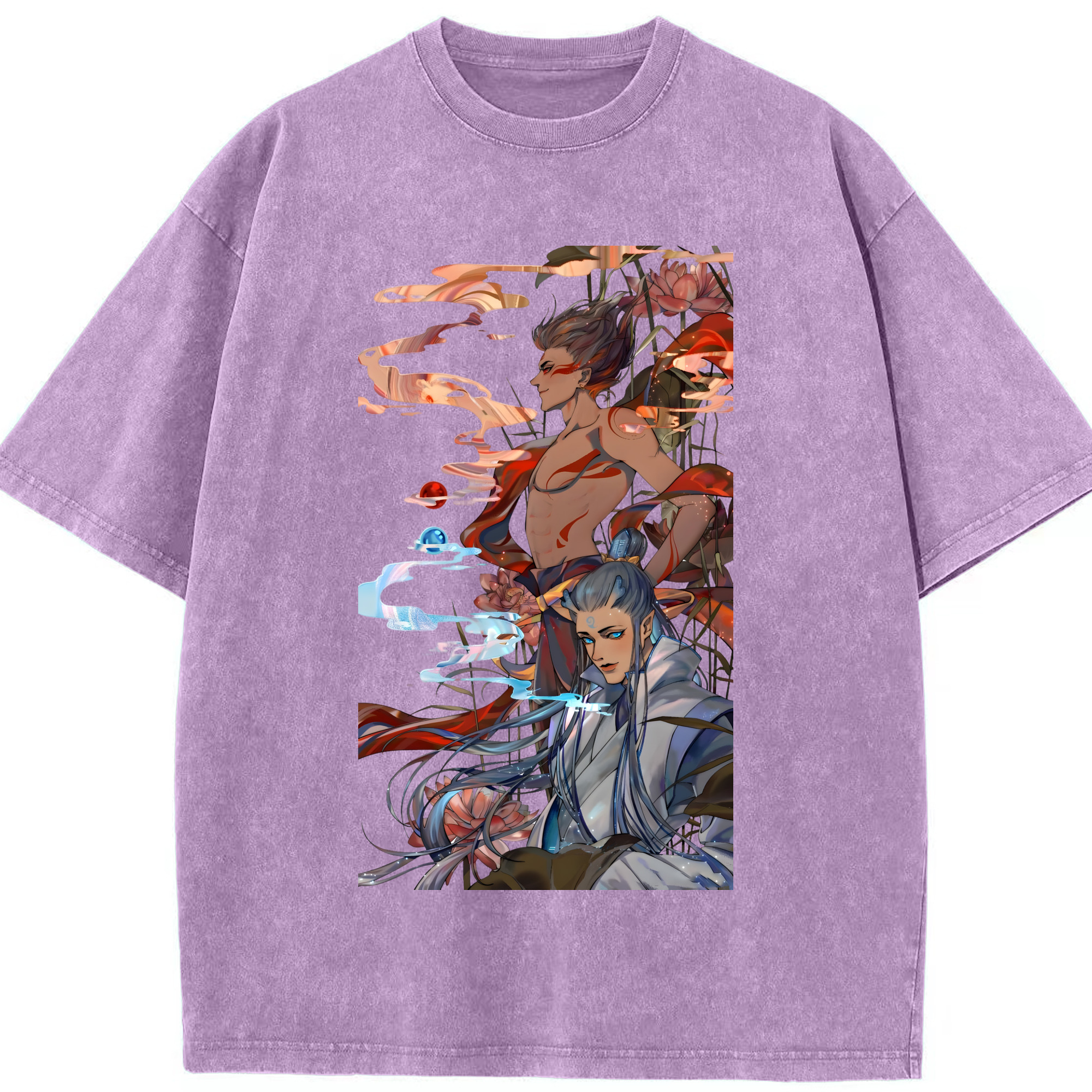 （画像用） Ne Zha 2 ナタ 魔童の大暴れ 綿100% ヴィンテージ風 半袖Tシャツ（フロントプリント）