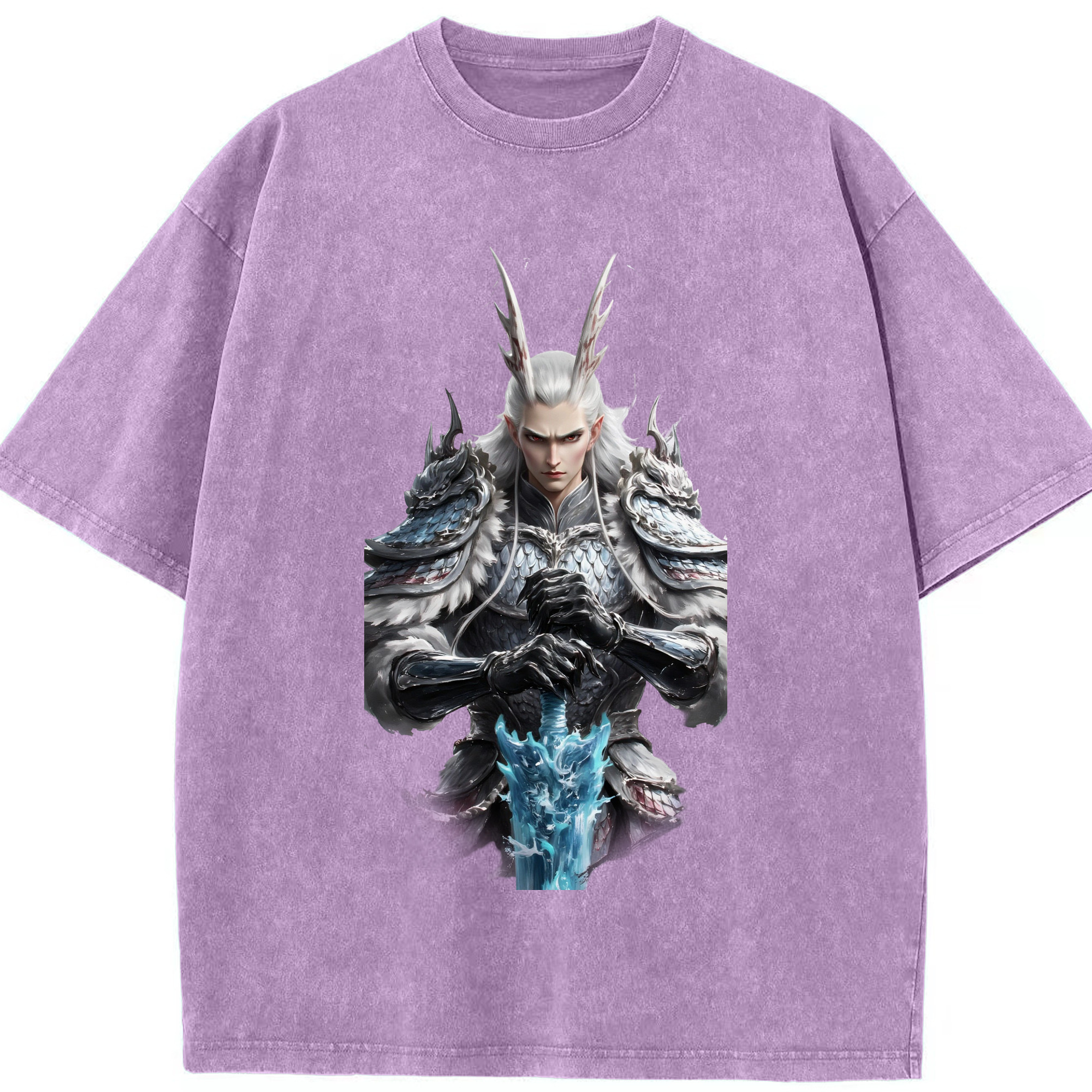 （画像用） Ne Zha 2 ナタ 魔童の大暴れ 綿100% ヴィンテージ風 半袖Tシャツ（フロントプリント）