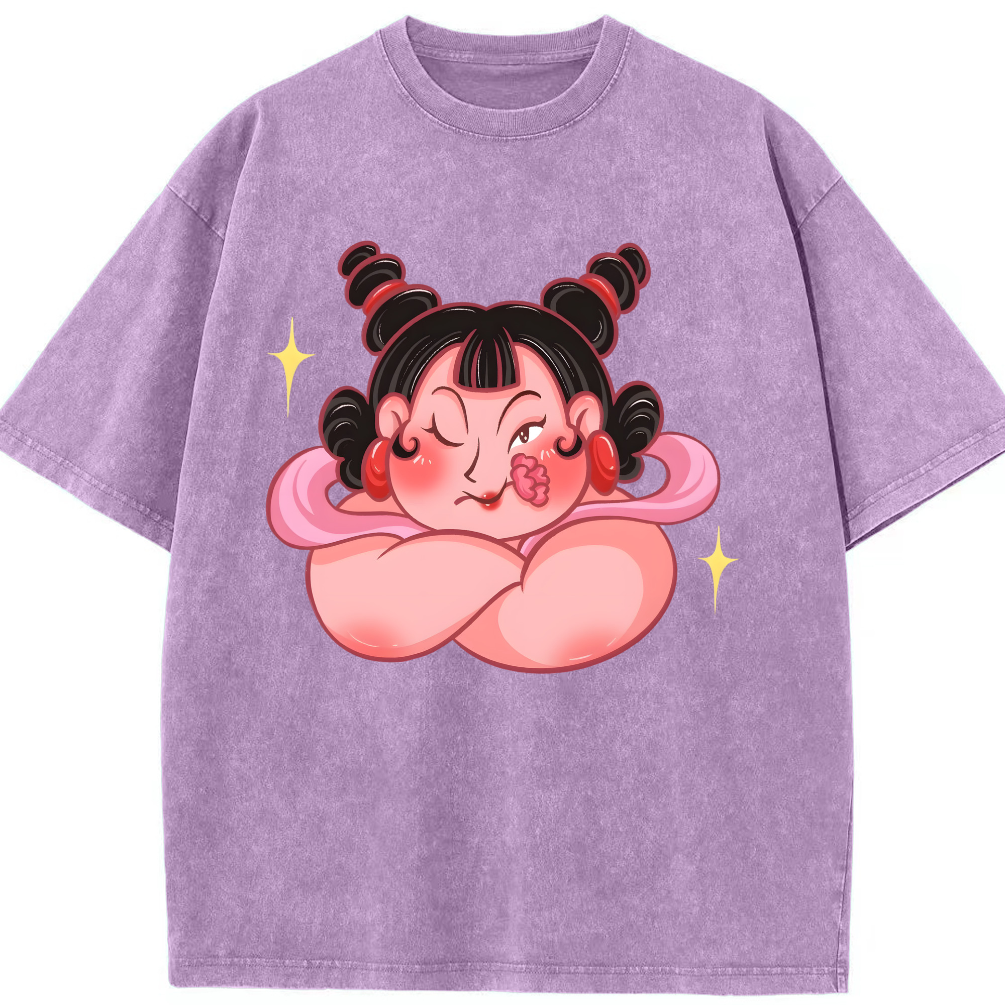 （画像用） Ne Zha 2 ナタ 魔童の大暴れ 綿100% ヴィンテージ風 半袖Tシャツ（フロントプリント）
