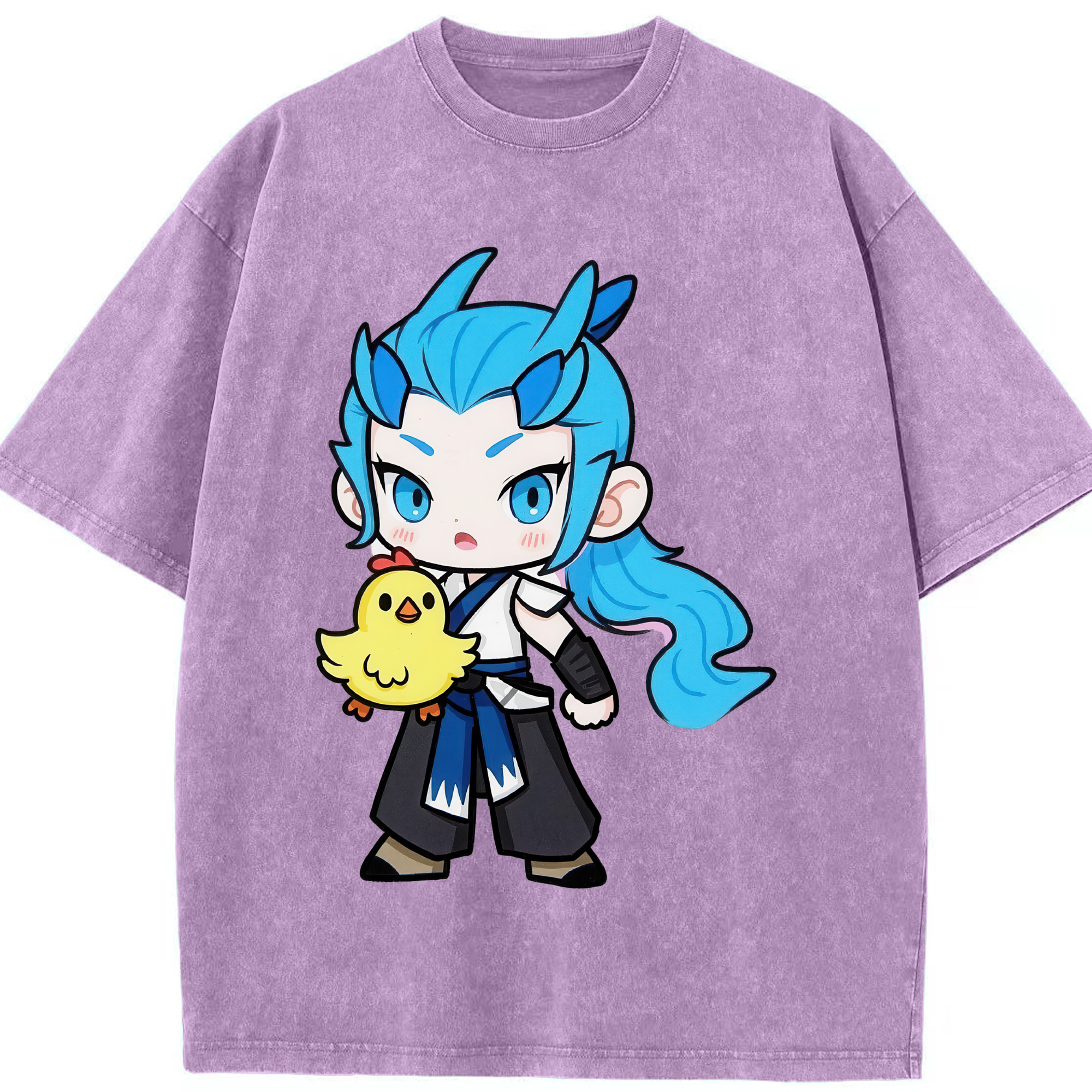 （画像用） Ne Zha 2 ナタ 魔童の大暴れ 綿100% ヴィンテージ風 半袖Tシャツ（フロントプリント）
