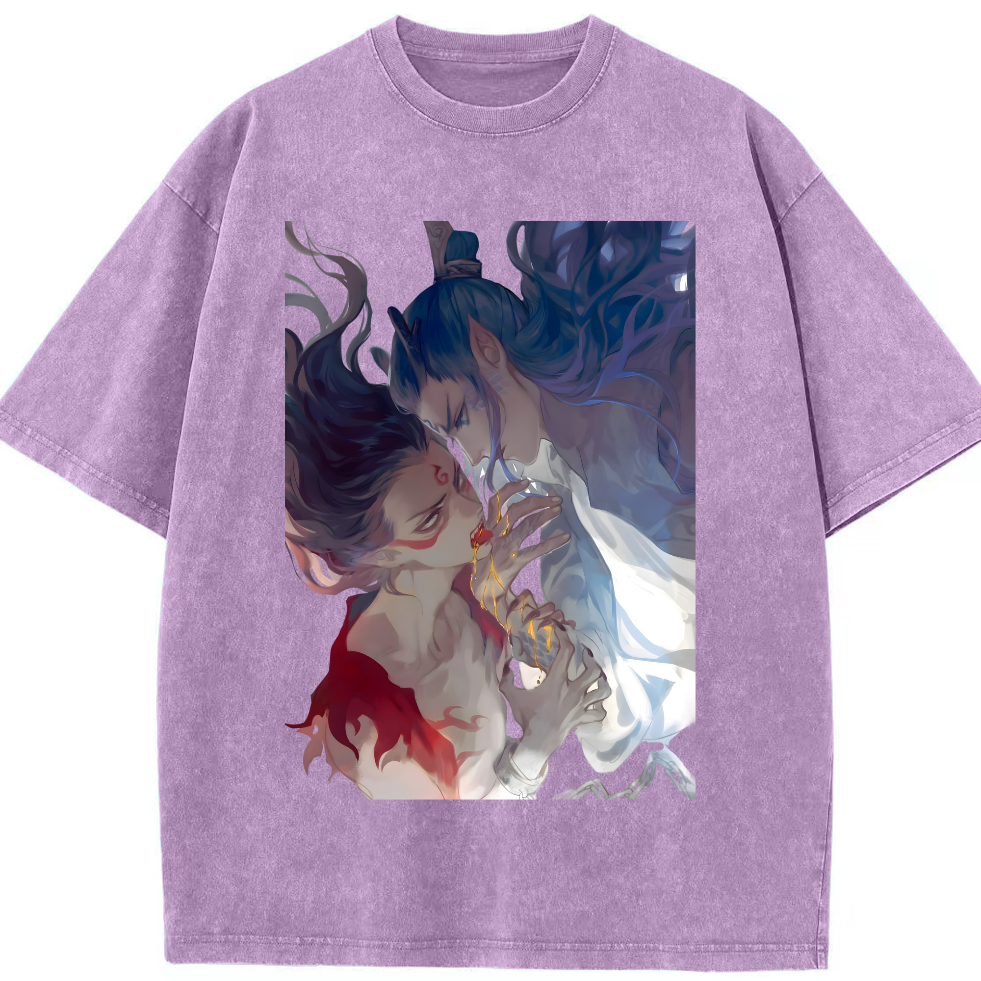 （画像用） Ne Zha 2 ナタ 魔童の大暴れ 綿100% ヴィンテージ風 半袖Tシャツ（フロントプリント）