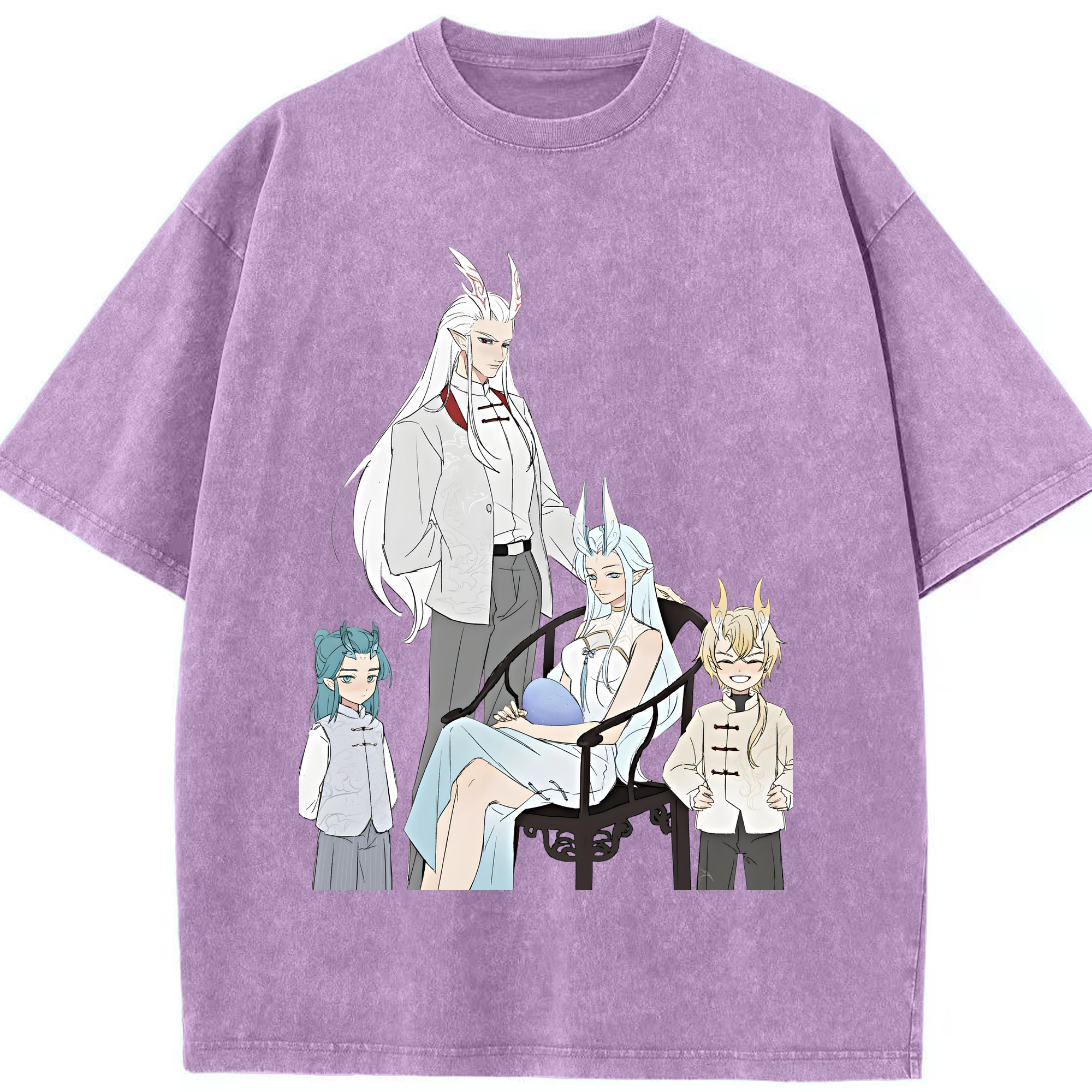 （画像用） Ne Zha 2 ナタ 魔童の大暴れ 綿100% ヴィンテージ風 半袖Tシャツ（フロントプリント）