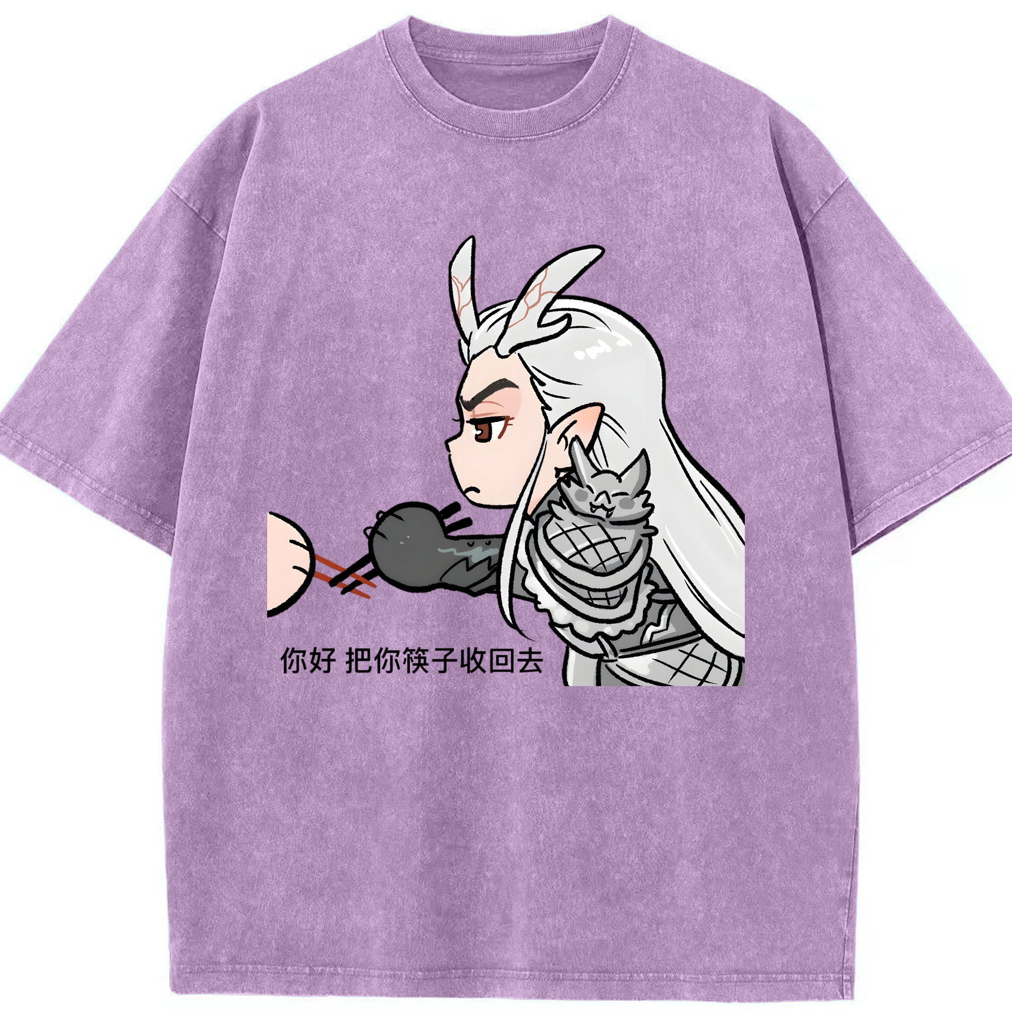 （画像用） Ne Zha 2 ナタ 魔童の大暴れ 綿100% ヴィンテージ風 半袖Tシャツ（フロントプリント）