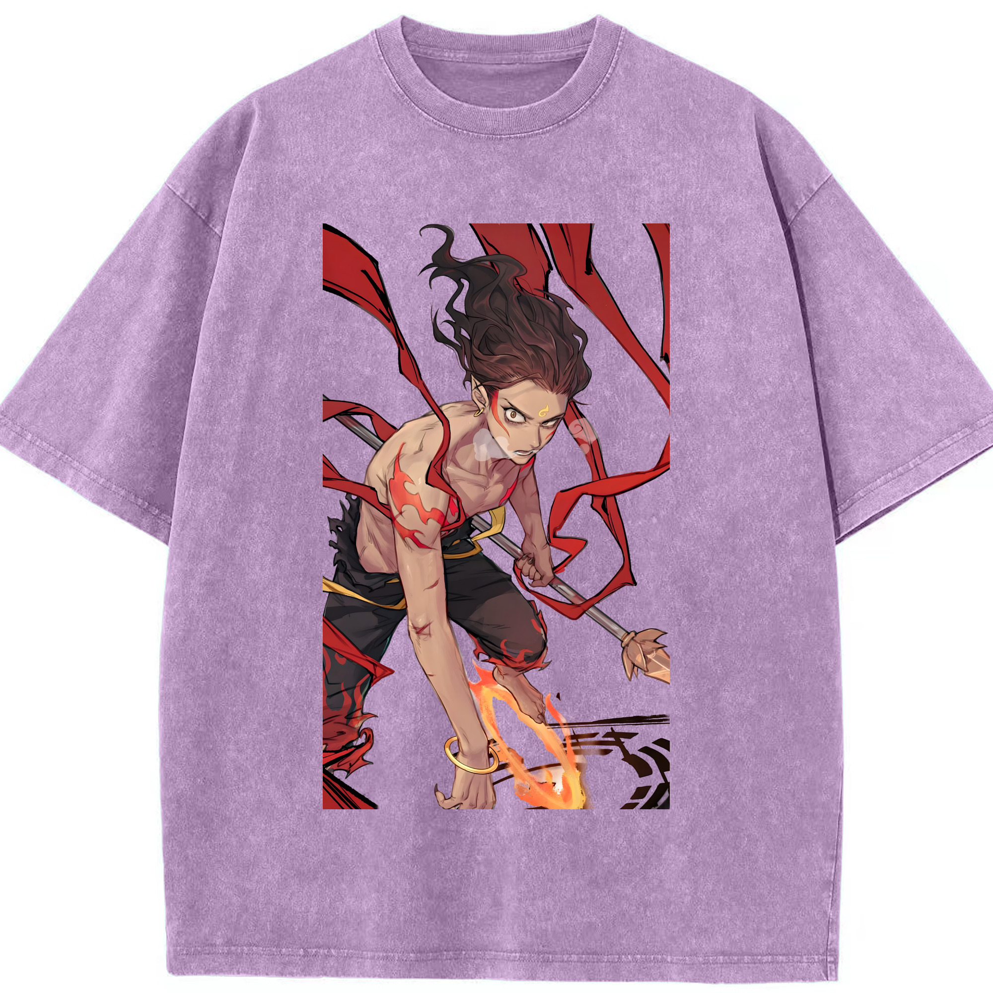（画像用） Ne Zha 2 ナタ 魔童の大暴れ 綿100% ヴィンテージ風 半袖Tシャツ（フロントプリント）