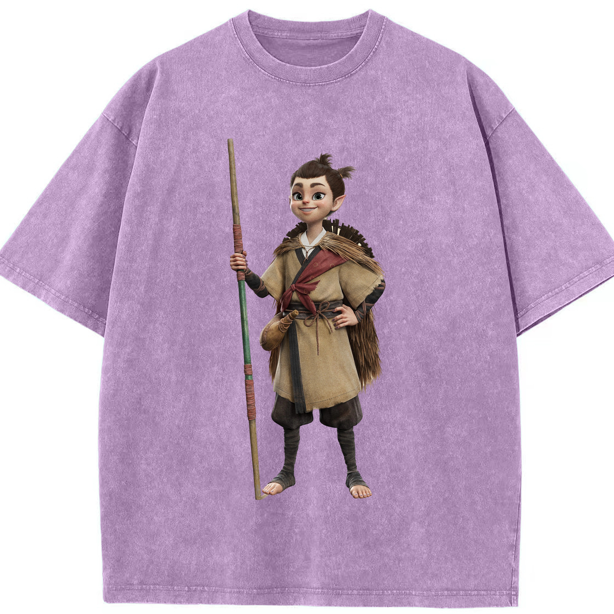 （画像用） Ne Zha 2 ナタ 魔童の大暴れ 綿100% ヴィンテージ風 半袖Tシャツ（フロントプリント）