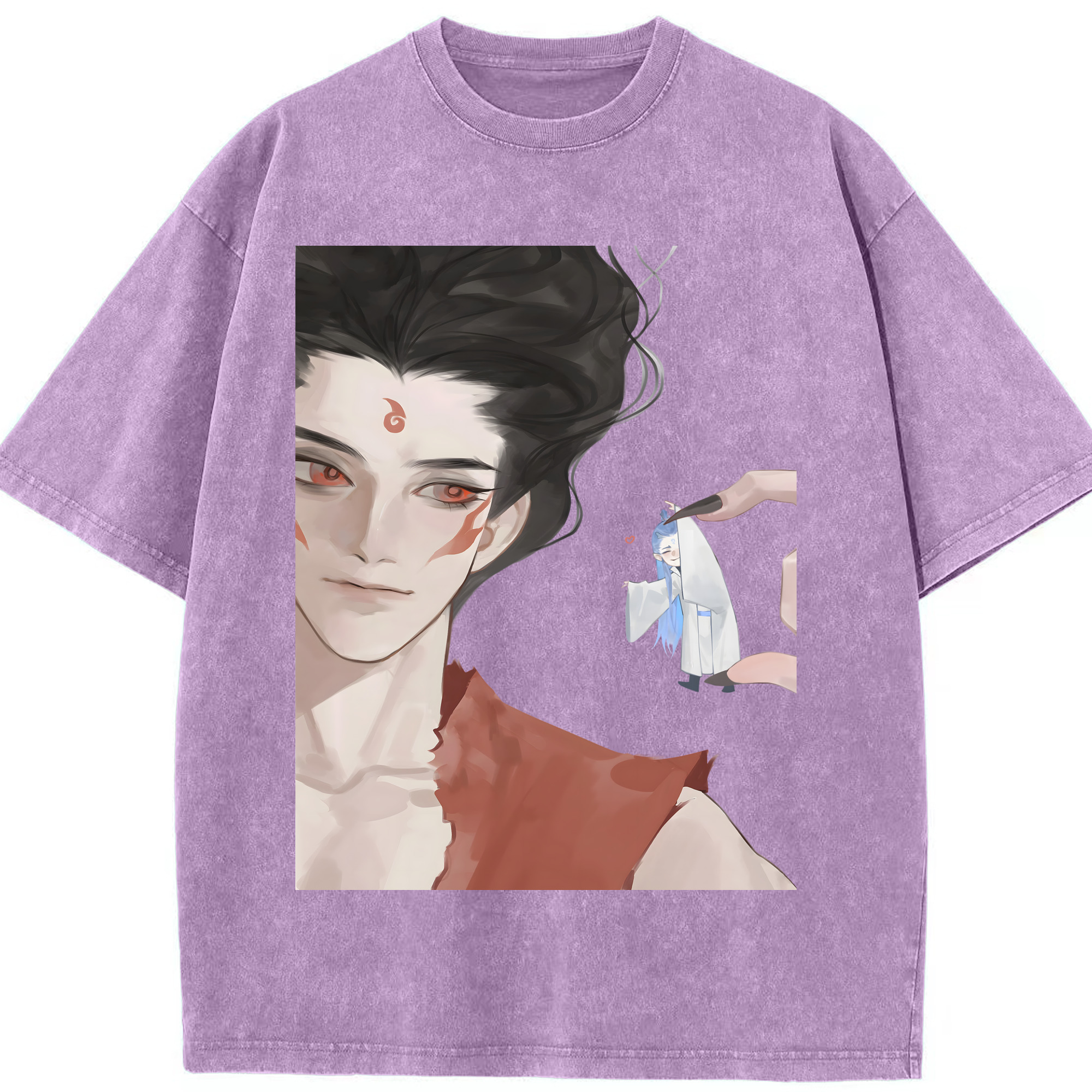 （画像用） Ne Zha 2 ナタ 魔童の大暴れ 綿100% ヴィンテージ風 半袖Tシャツ（フロントプリント）