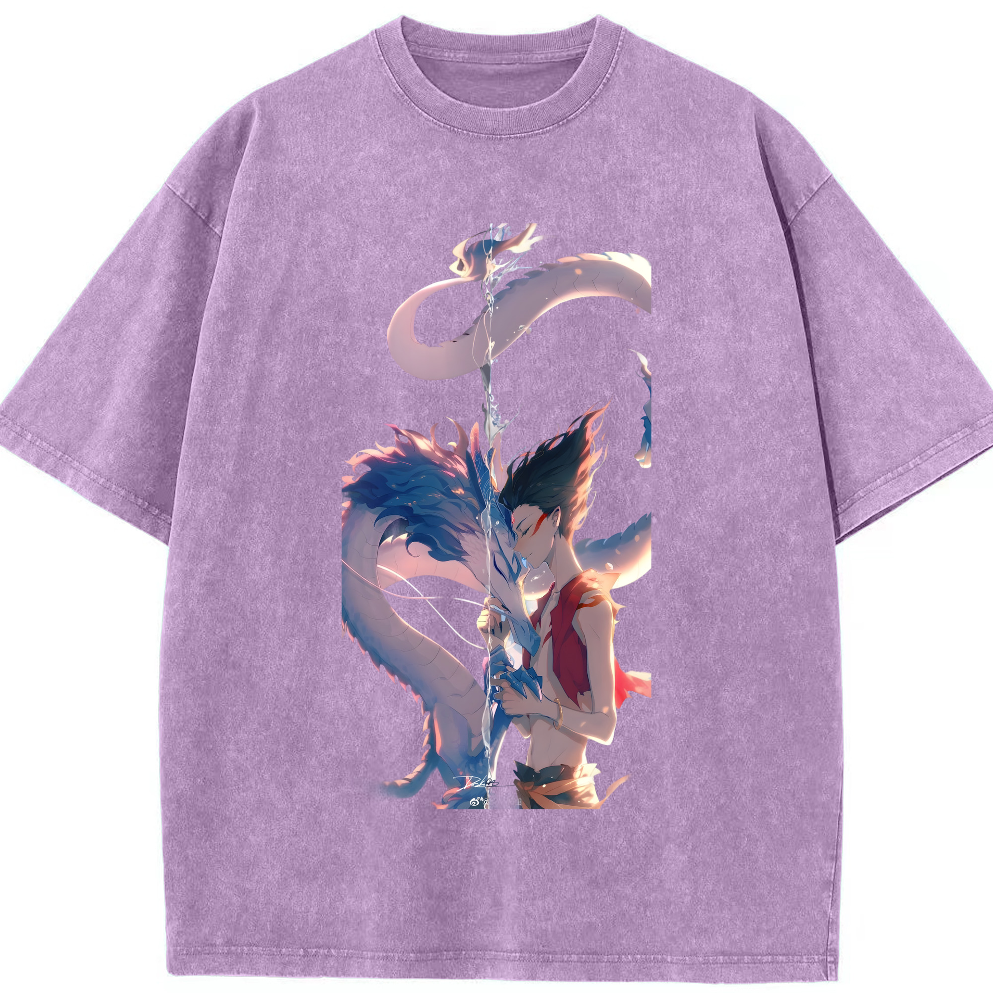 （画像用） Ne Zha 2 ナタ 魔童の大暴れ 綿100% ヴィンテージ風 半袖Tシャツ（フロントプリント）