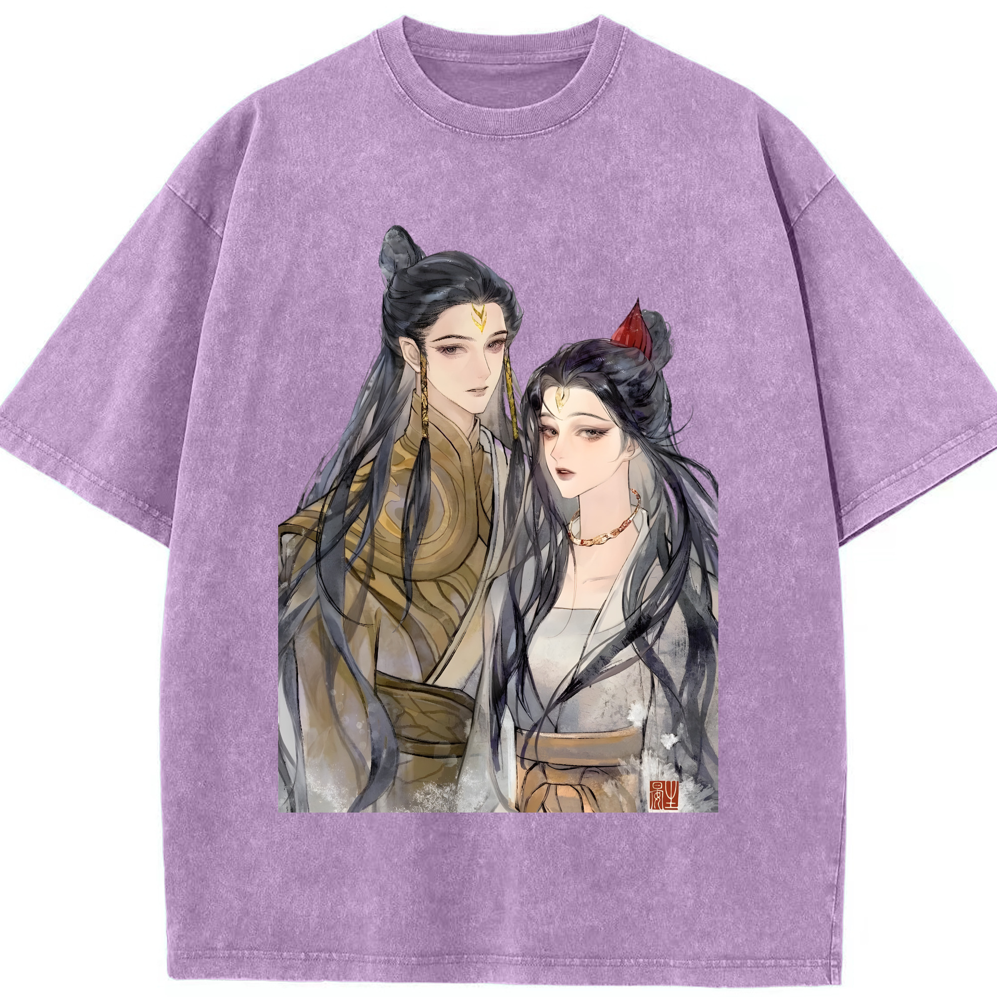 （画像用） Ne Zha 2 ナタ 魔童の大暴れ 綿100% ヴィンテージ風 半袖Tシャツ（フロントプリント）