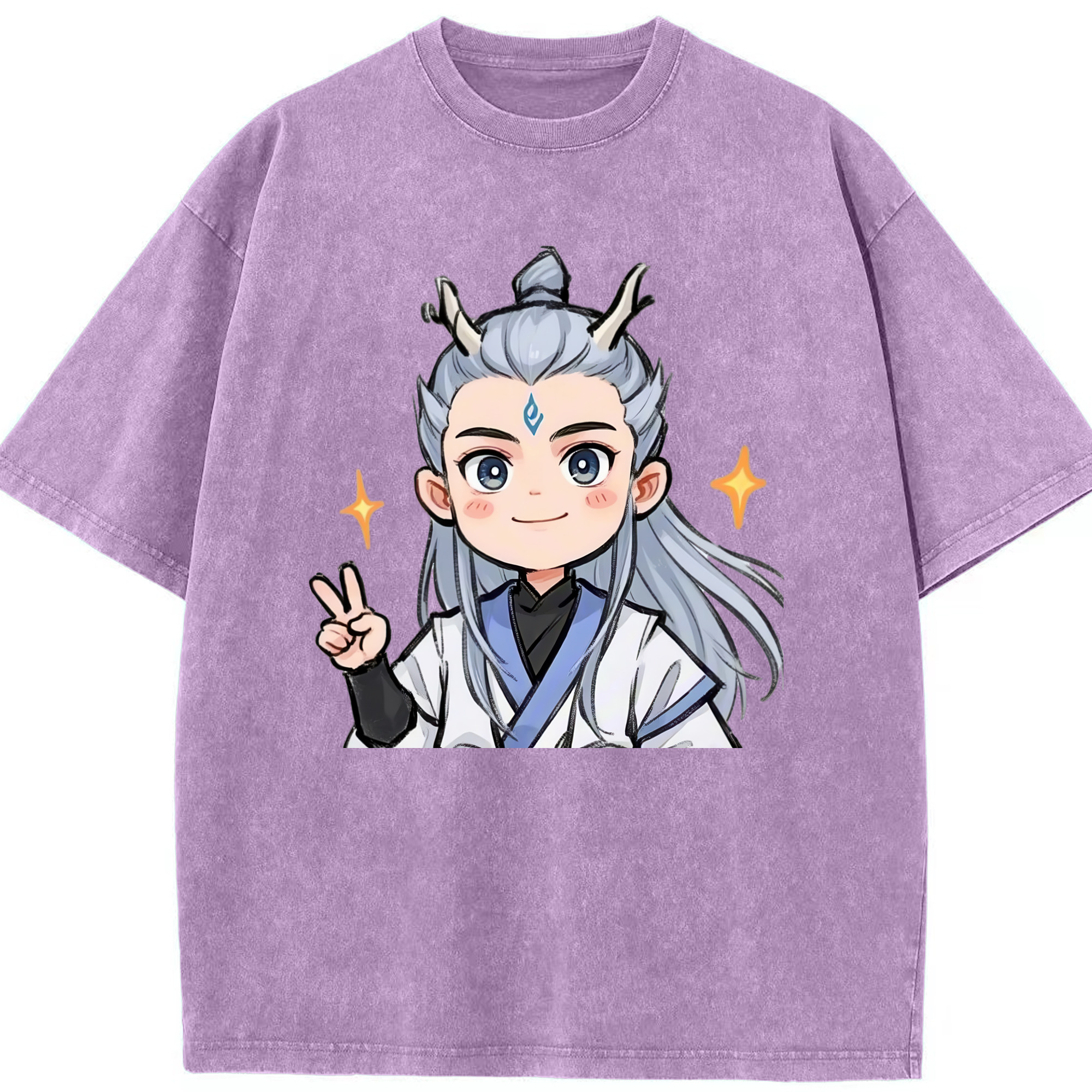 （画像用） Ne Zha 2 ナタ 魔童の大暴れ 綿100% ヴィンテージ風 半袖Tシャツ（フロントプリント）